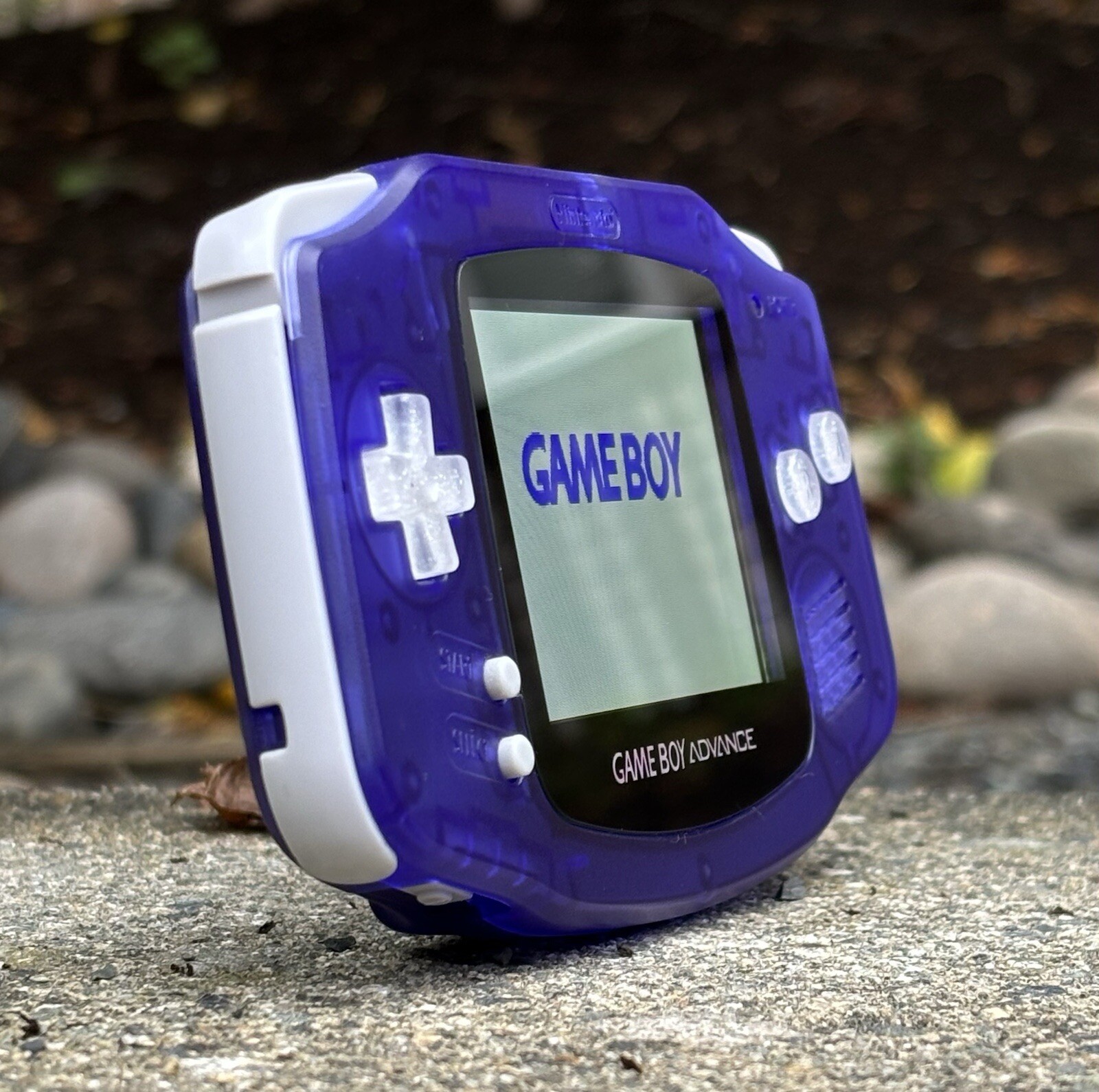 Clear Purple Modded Gameboy Advance Retro Gaming Console with IPS V2 & USB C Mod