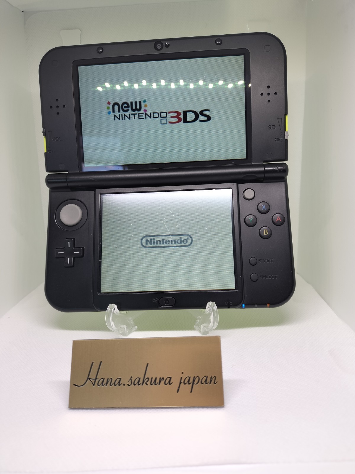 New Nintendo 3DS XL LL lime Black Console Stylus Rank B Japanese ver DS32