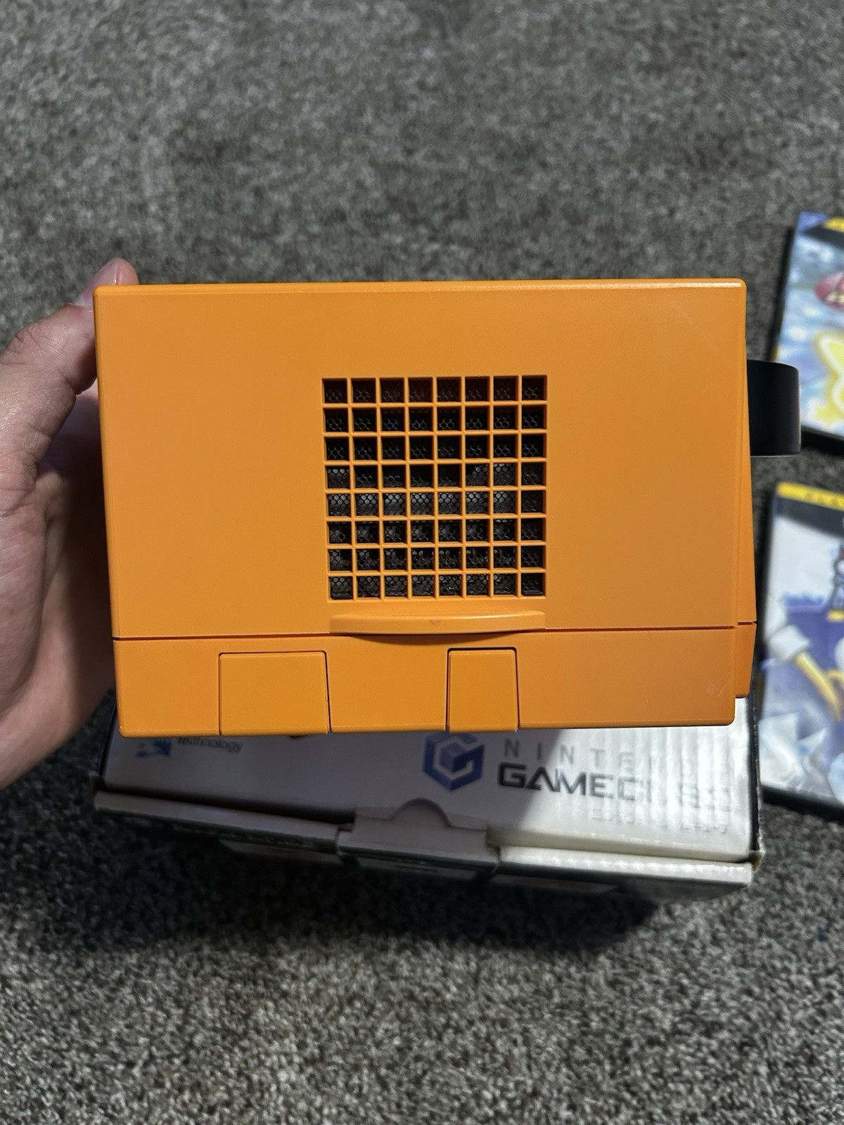 Nintendo GameCube Orange DOL-001 Game Console Tested US/Canada Discs Bundle
