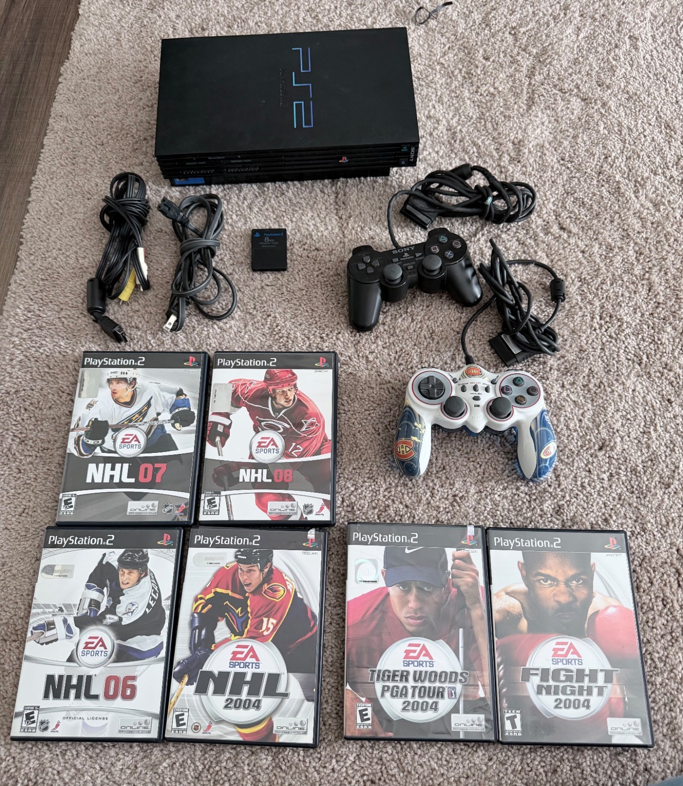 PS2 Console SCPH-35001 Fat Bundle with 6 Games, Memory Card & Cables