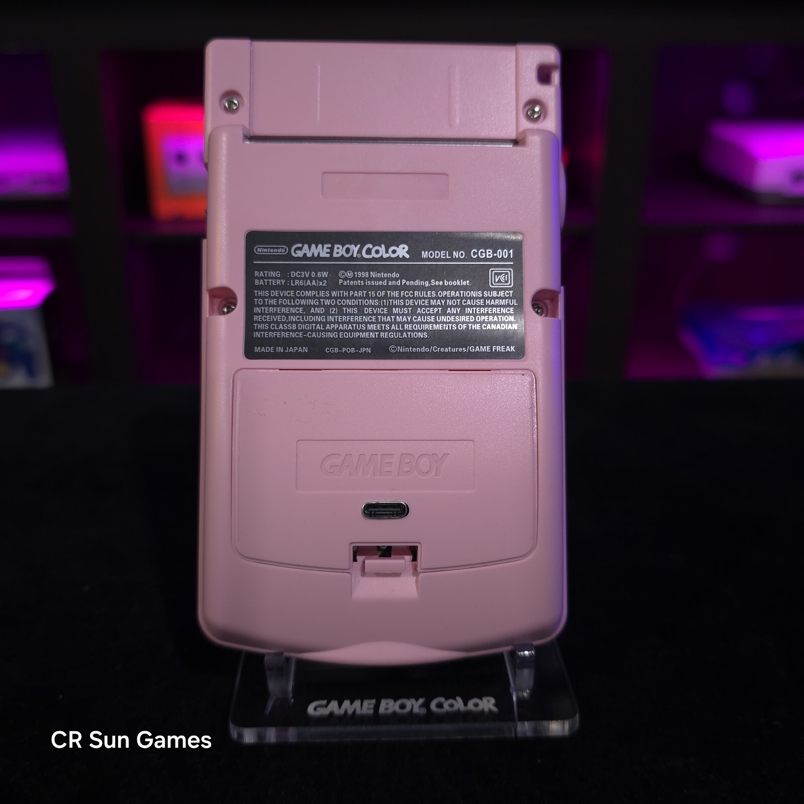 Pink Gameboy Color Console OLED Touch Screen And USB-C Rechargeable Battery
