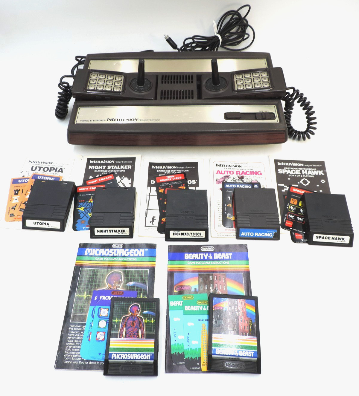 Mattel IntelliVision Game Console 2609 with Game & Overlay Lot / For Repair
