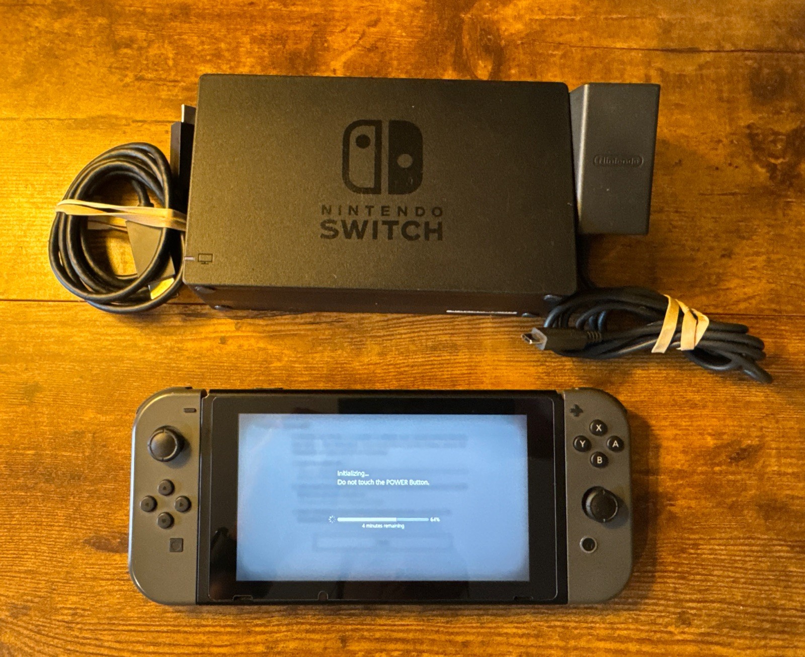 Nintendo Switch 1 32GB Console Bundle Grey Gray JoyCons With OEM Dock + Cords