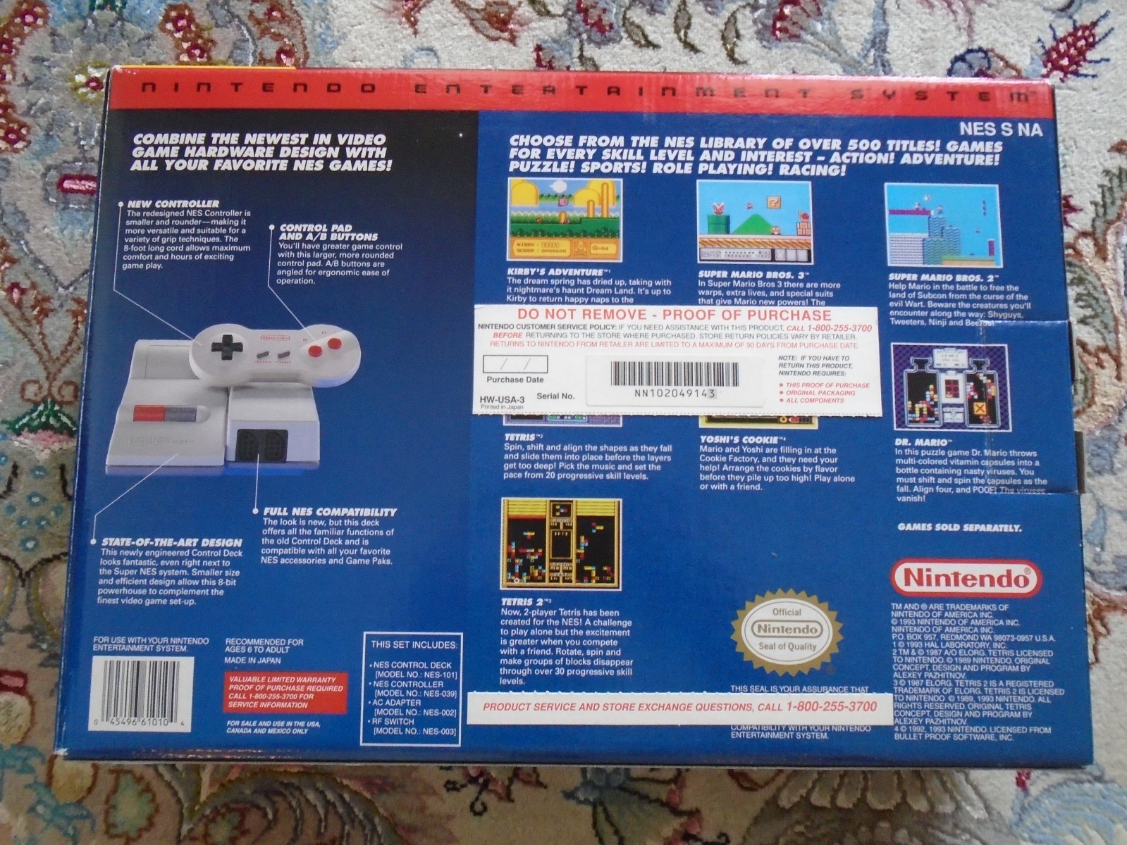 TOP LOADER NES Console NES-101 w/ BOX, controller, cables, nintendo TESTED