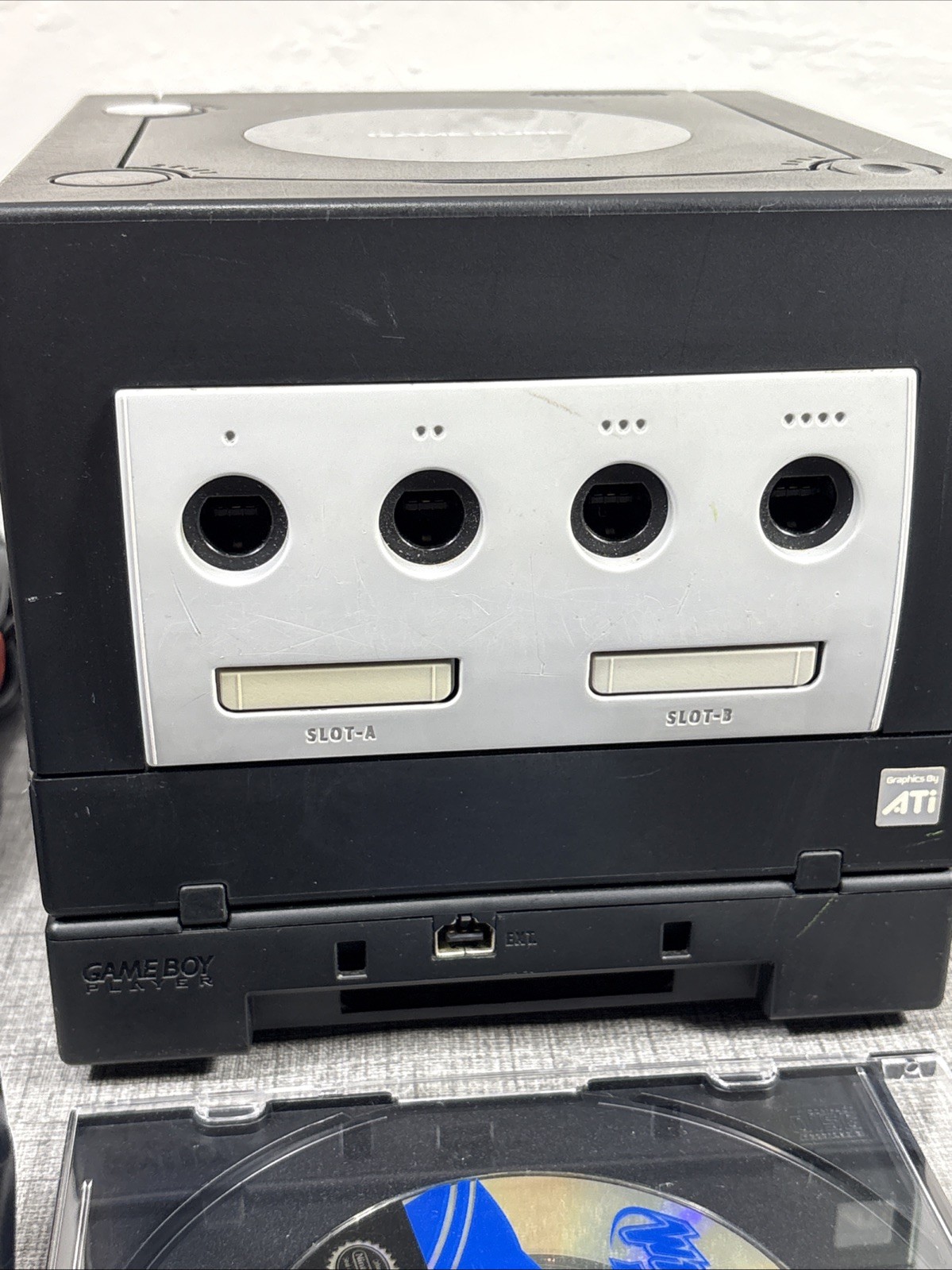 Nintendo GameCube Bundle JETBLACK Console 2 Controllers + Official gameboyPlayer