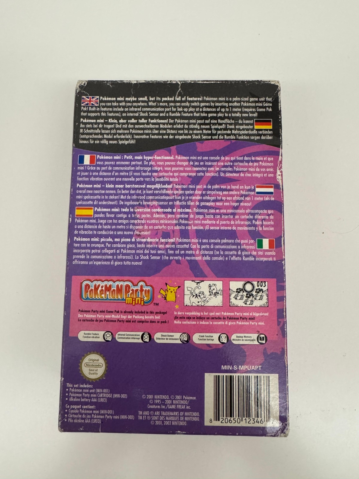 Nintendo Pokemon Mini Purple Smoochum Console MIN-001 with Game (Party Mini)