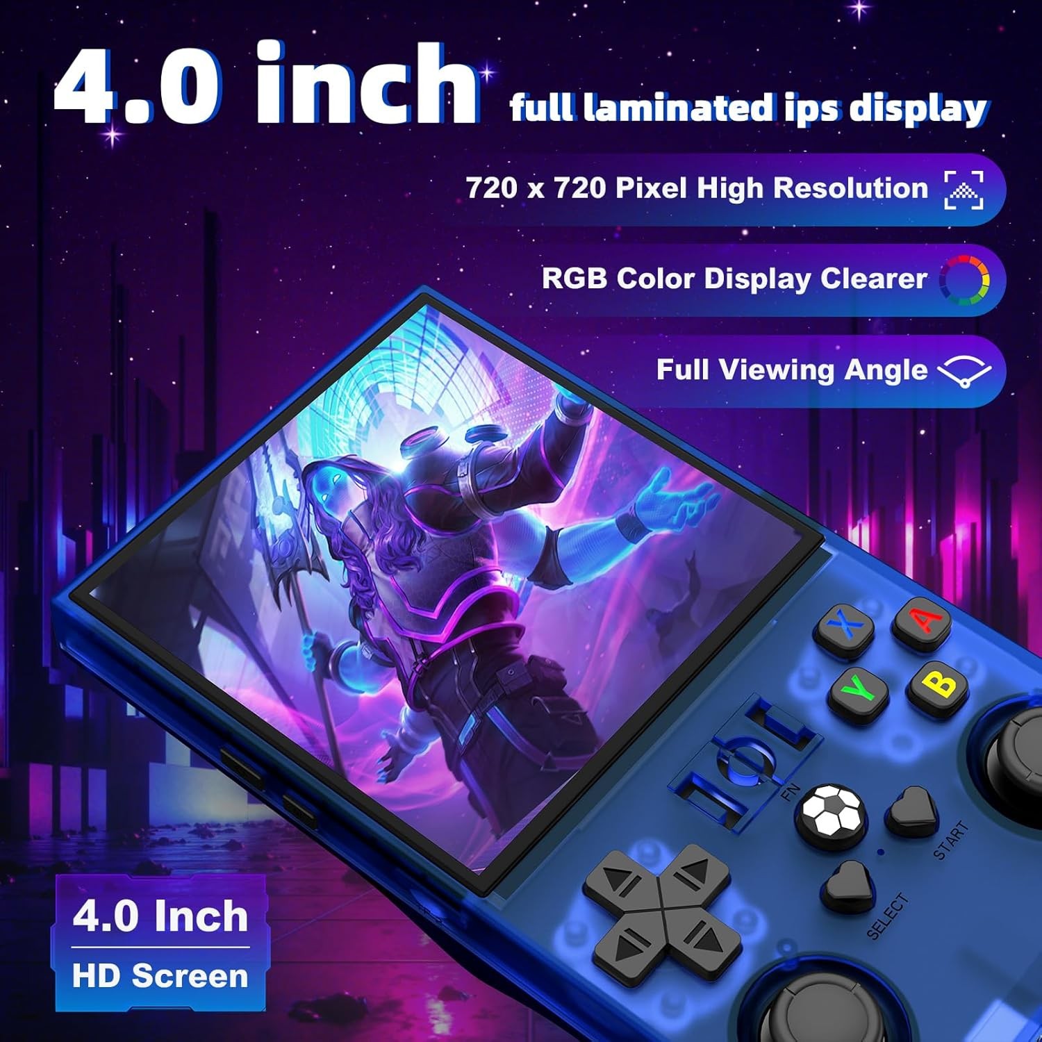 R36MAX Retro Handheld 4.0 IPS 18000+ Games Blue 64GB