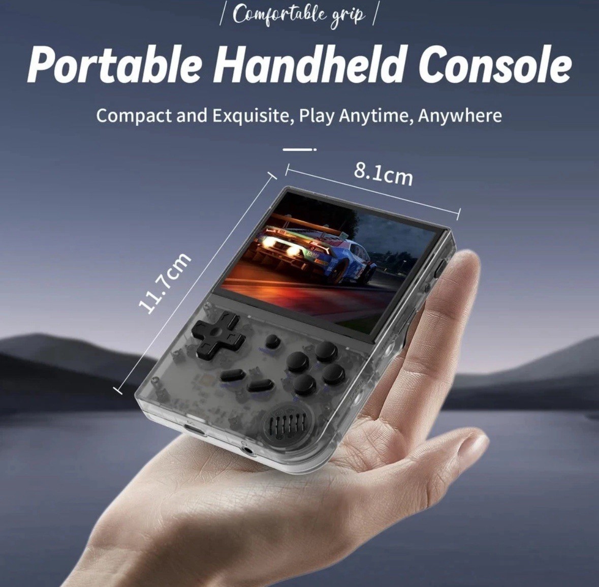 Anbernic RG35XX 64GB Handheld- Black Transparent, Includes FREE Travel Case