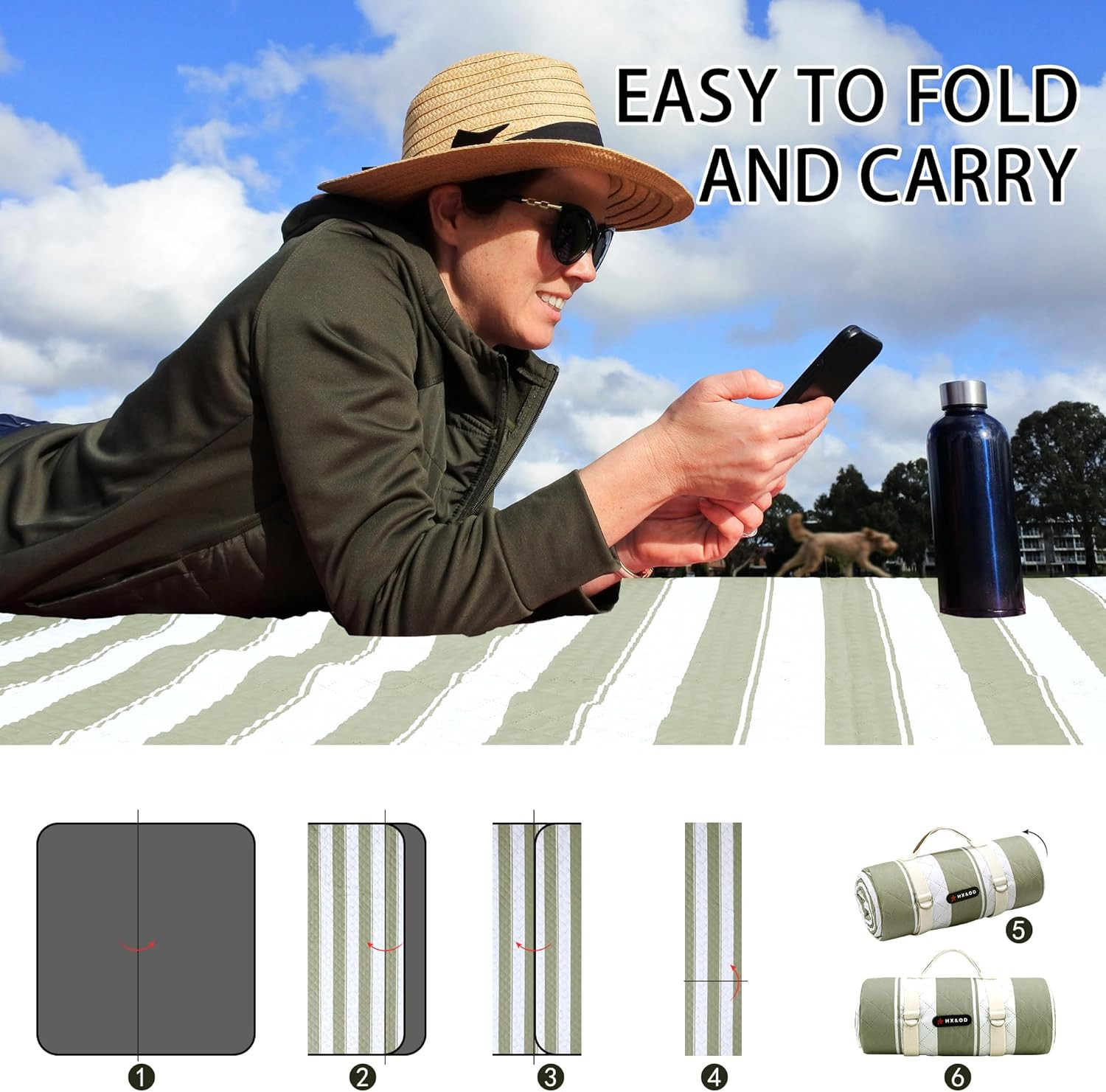 Outdoor Picnic Blanket Extra Large, 80”X80” Waterproof Picnic Mat Foldable Campi