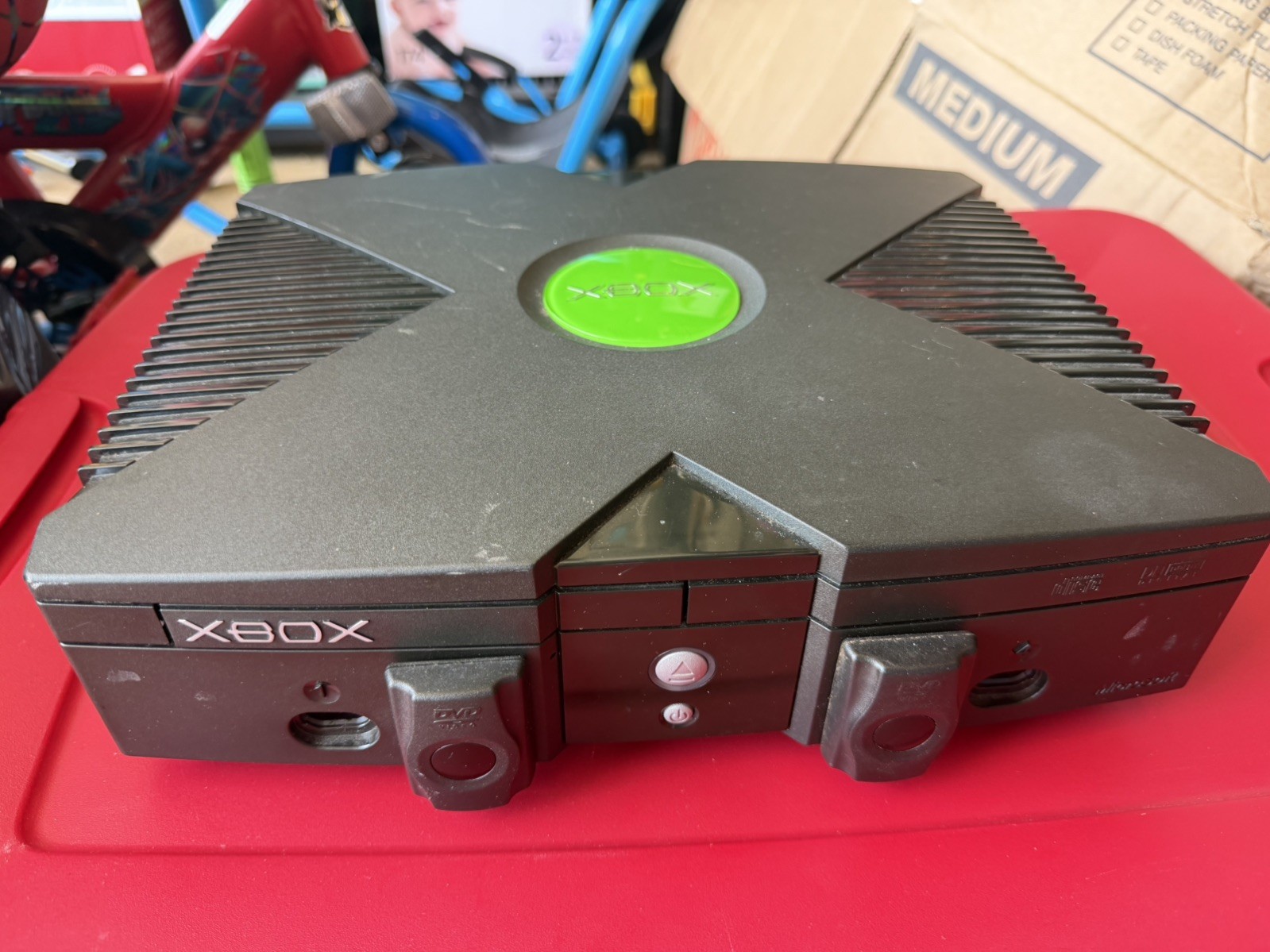 Original Microsoft Xbox OG Black Console 1st Gen Classic Tested Working w 2 DVD
