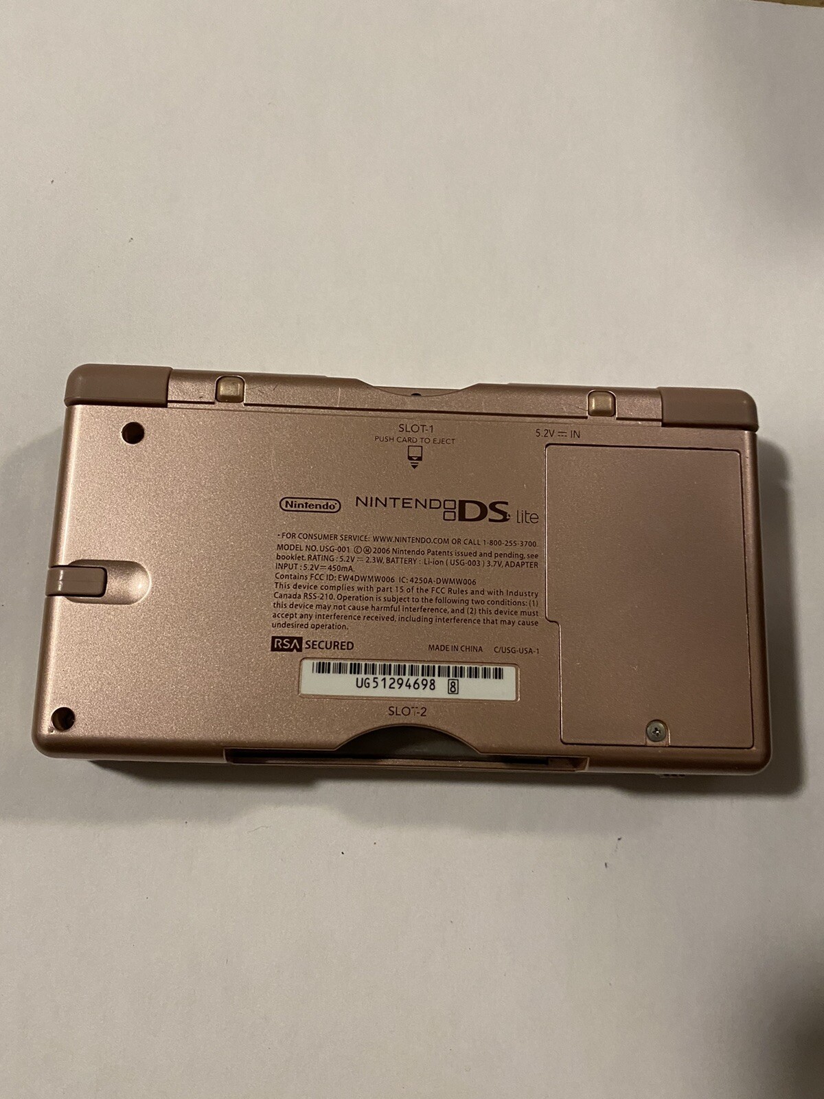 Nintendo DS Lite Metallic Rose Handheld System For Parts And Repair Unit