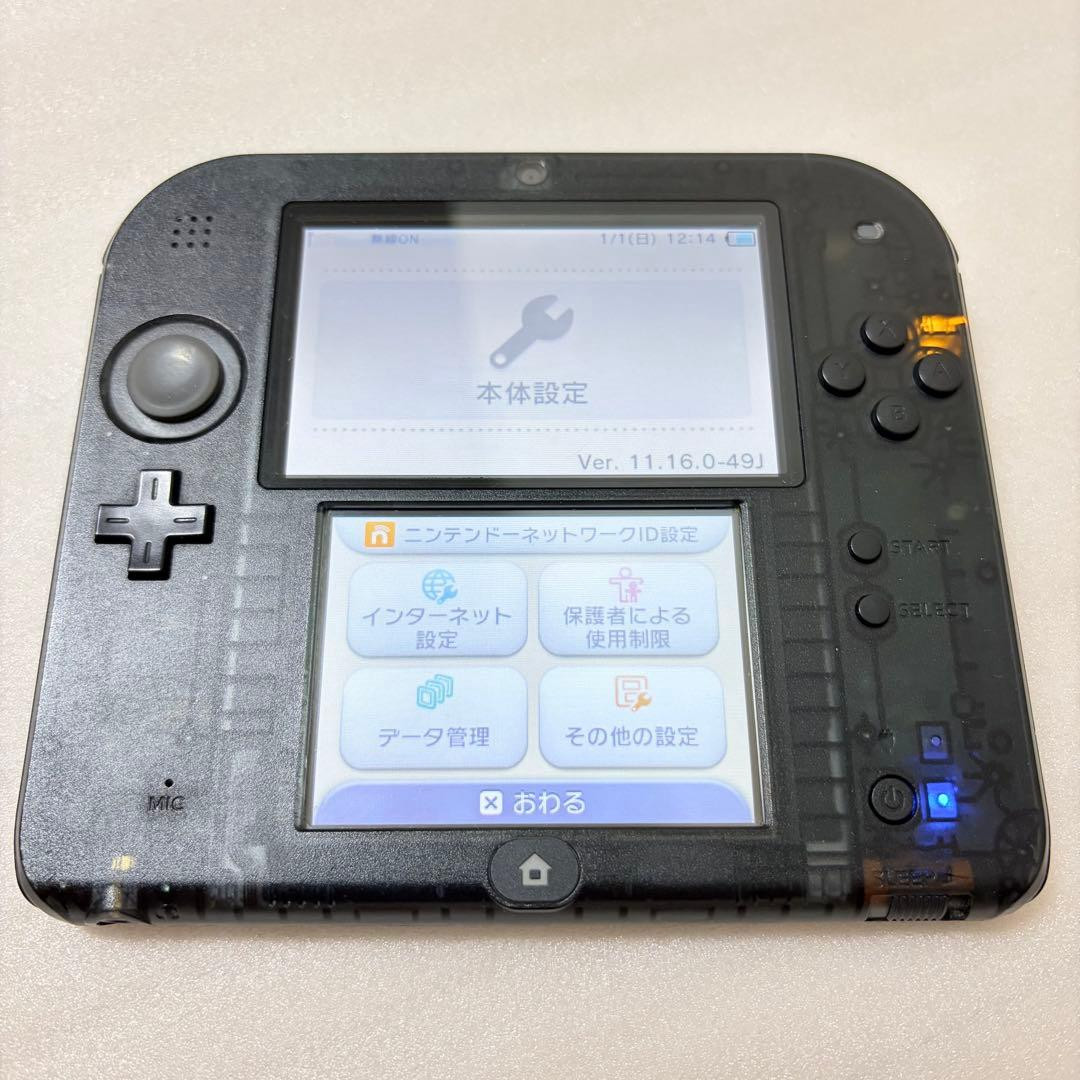 Nintendo 2DS Clear Black Handheld Console Box Charger 4GB Japan Version