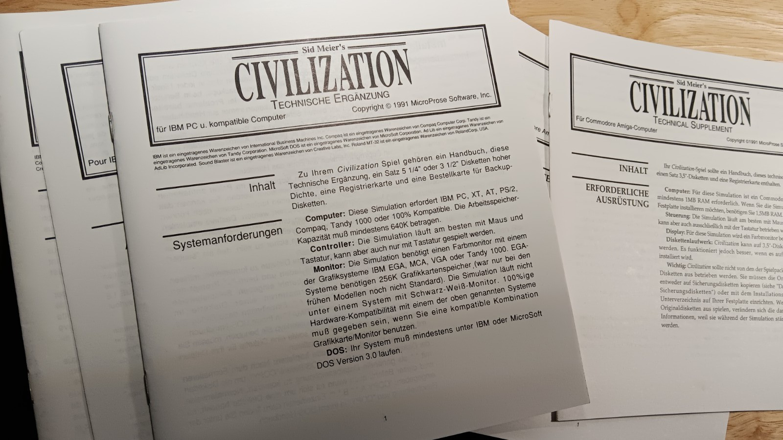 Sid Meier’s Civilization 1991 MicroProse Manuals French German Manuals 1996 CD