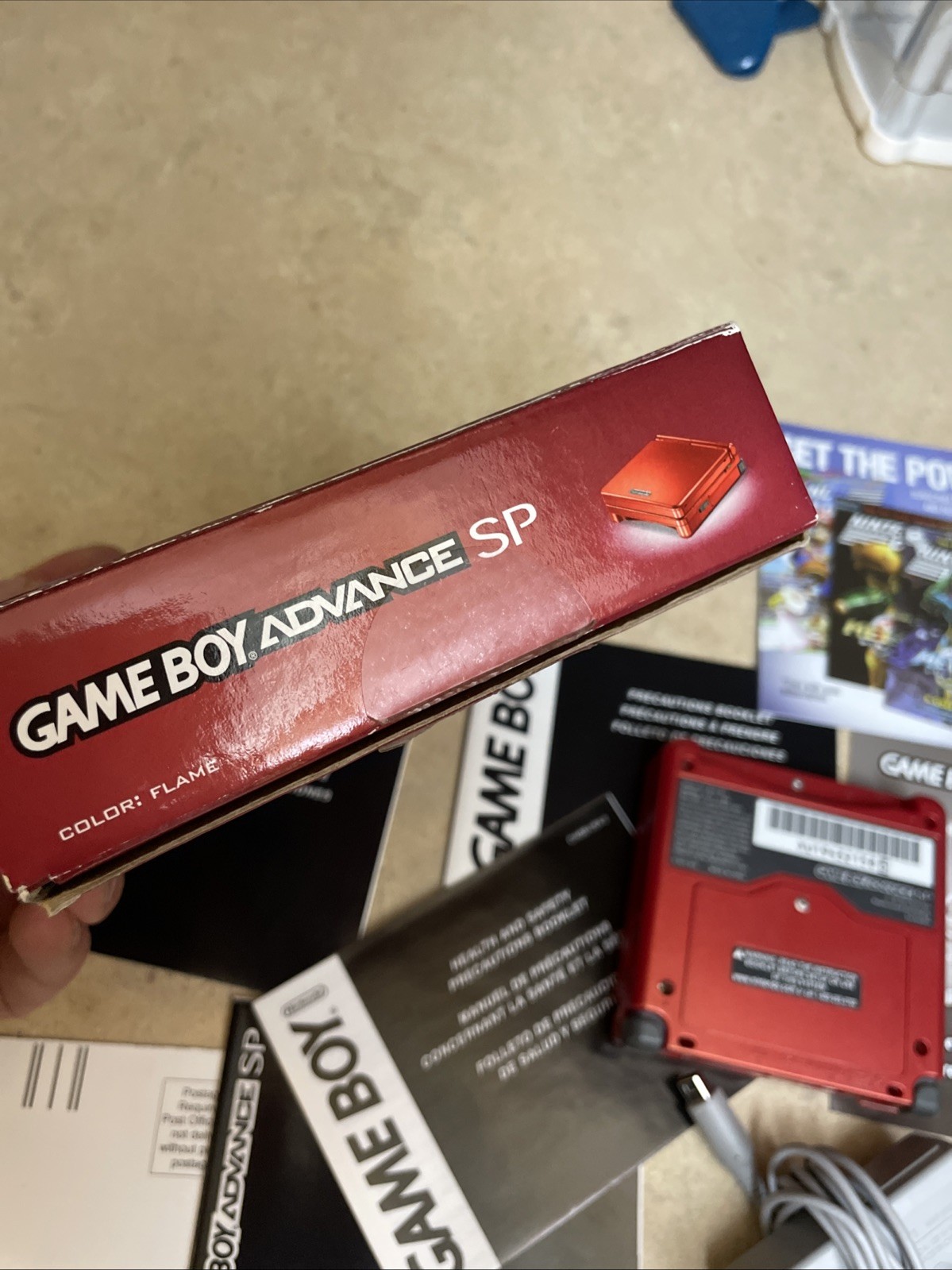 Nintendo Game boy Advanced SP Flame Red AGS-001 CIB w/ Box Charger Manuals CLEAN