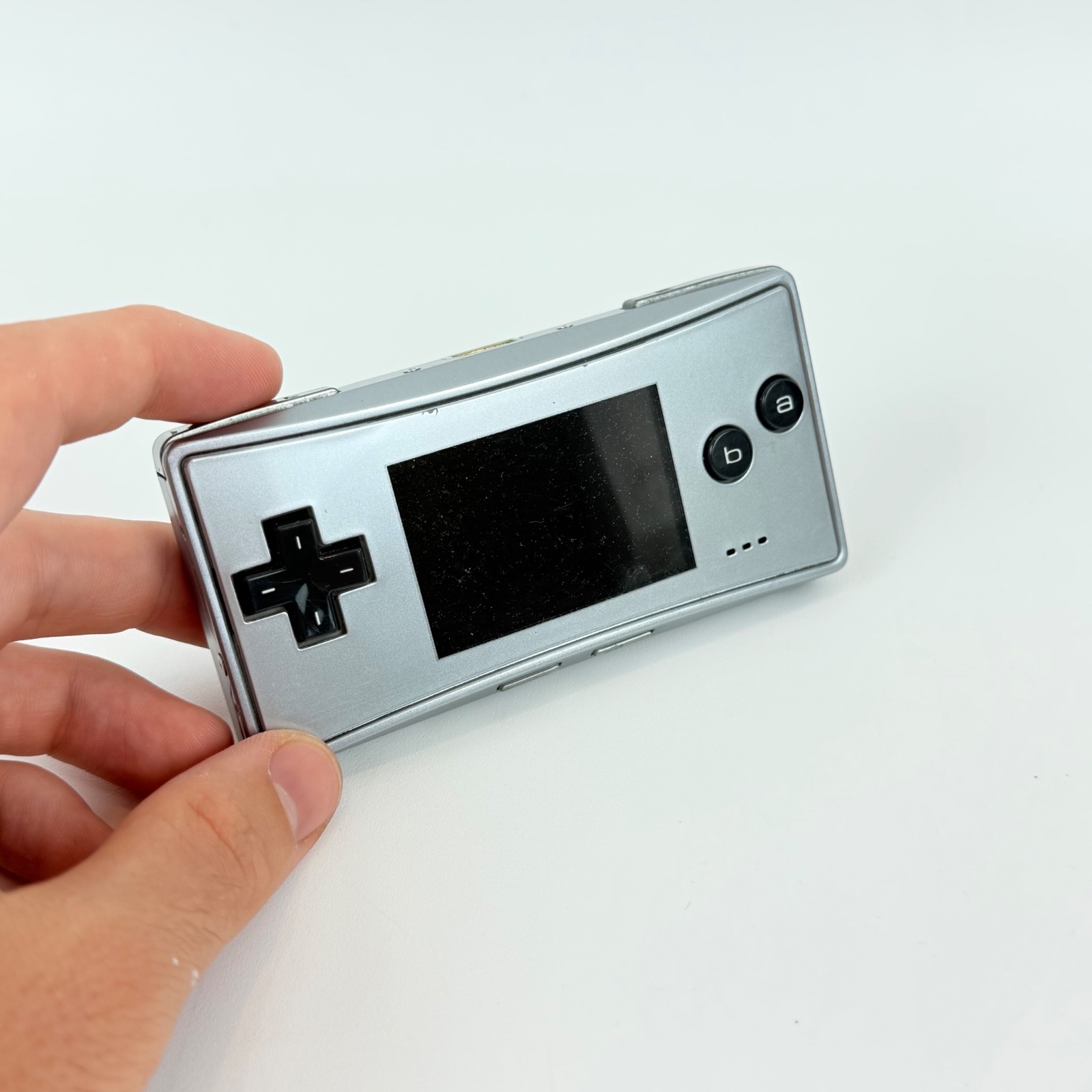 NINTENDO GAME BOY MICRO GREY CONSOLE + CABLE 💎 GREAT – TESTED🎁