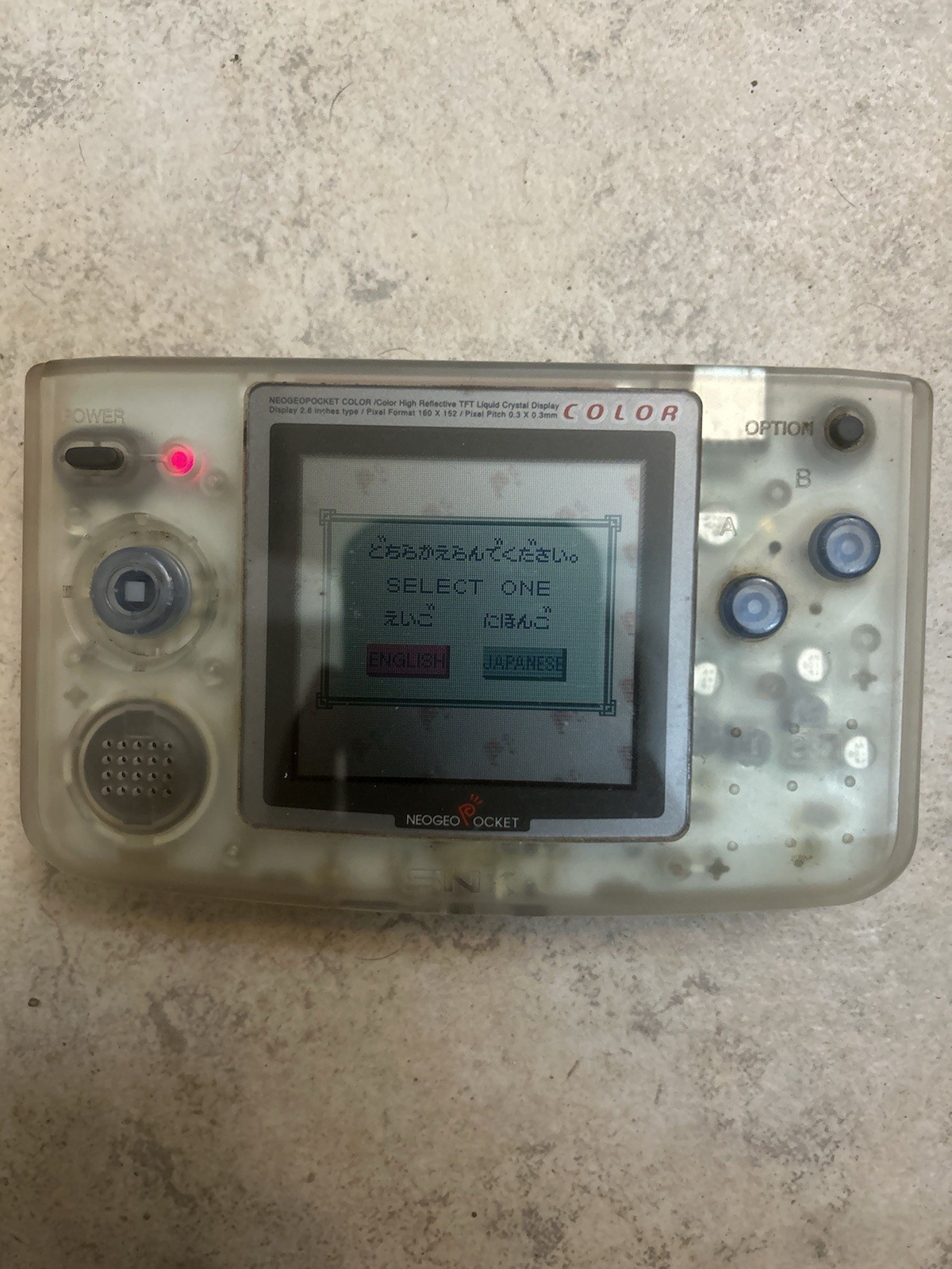 SNK Neo Geo Pocket Color Clear Console with Metal Slug 1st Mission Game