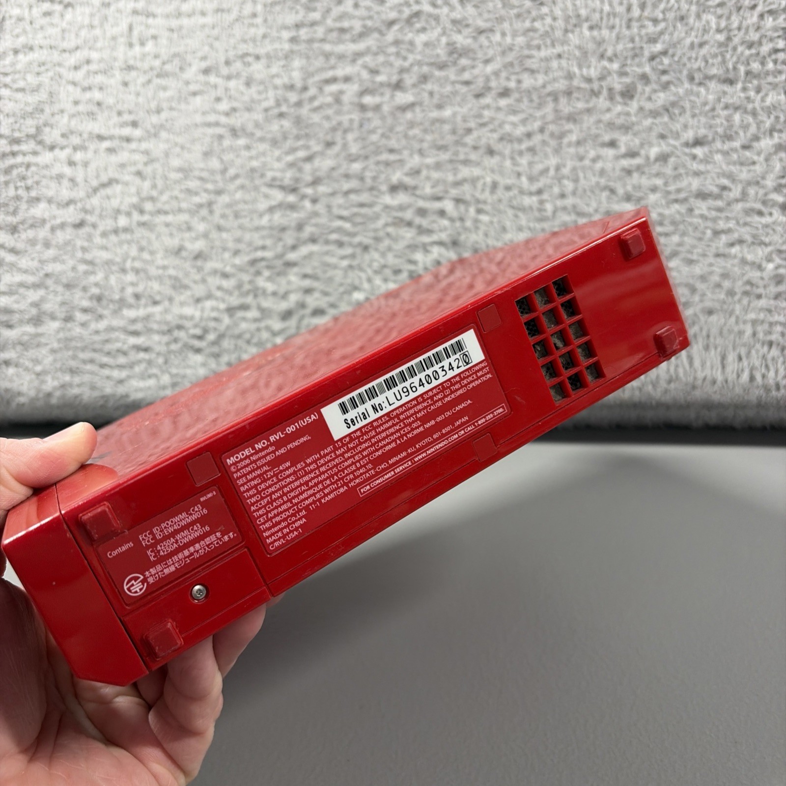 Wii Console System For Parts Untested Red RVL 001 USA 2006