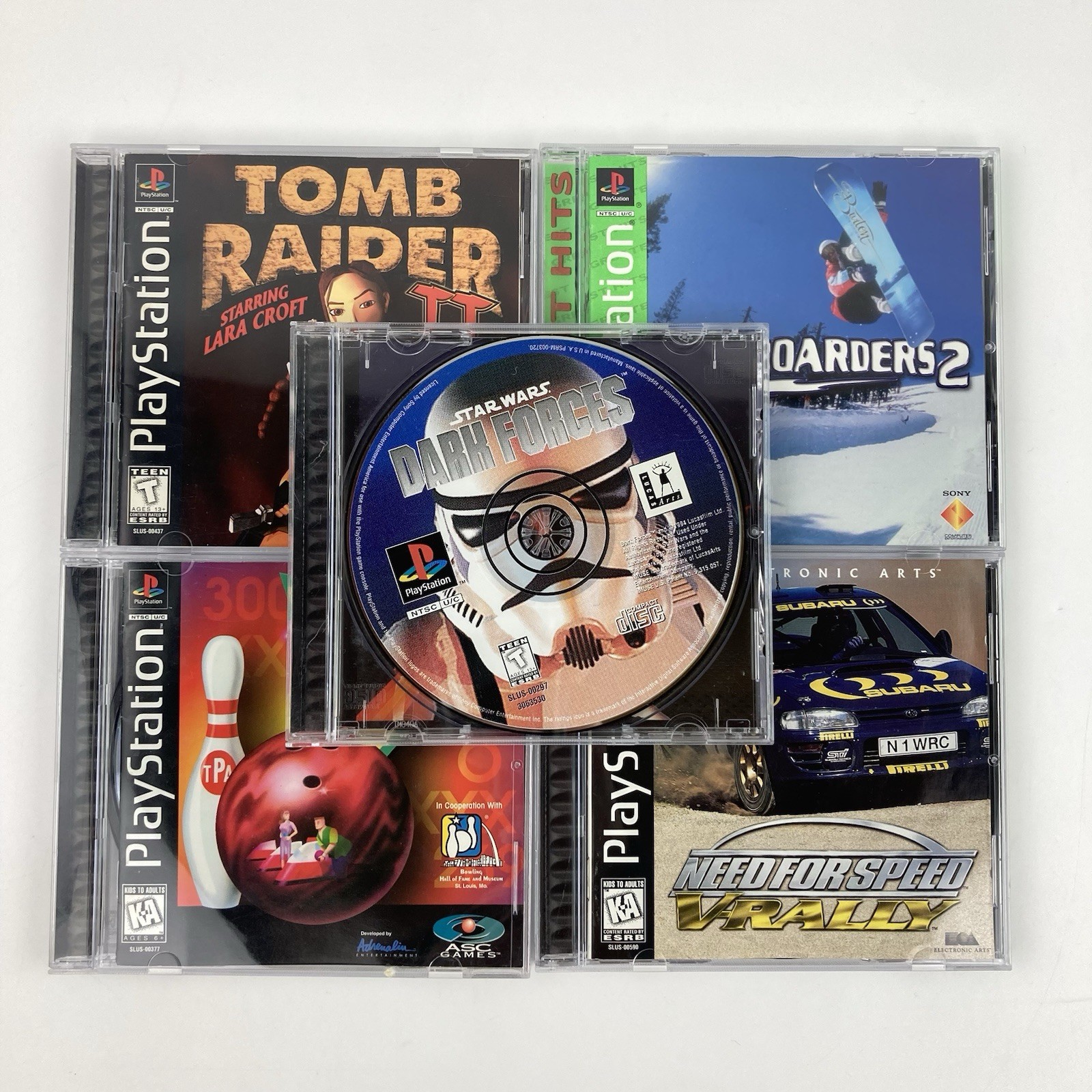 Sony PlayStation 1 PS1 Original Console Bundle Lot Controller, Cables & 5 Games