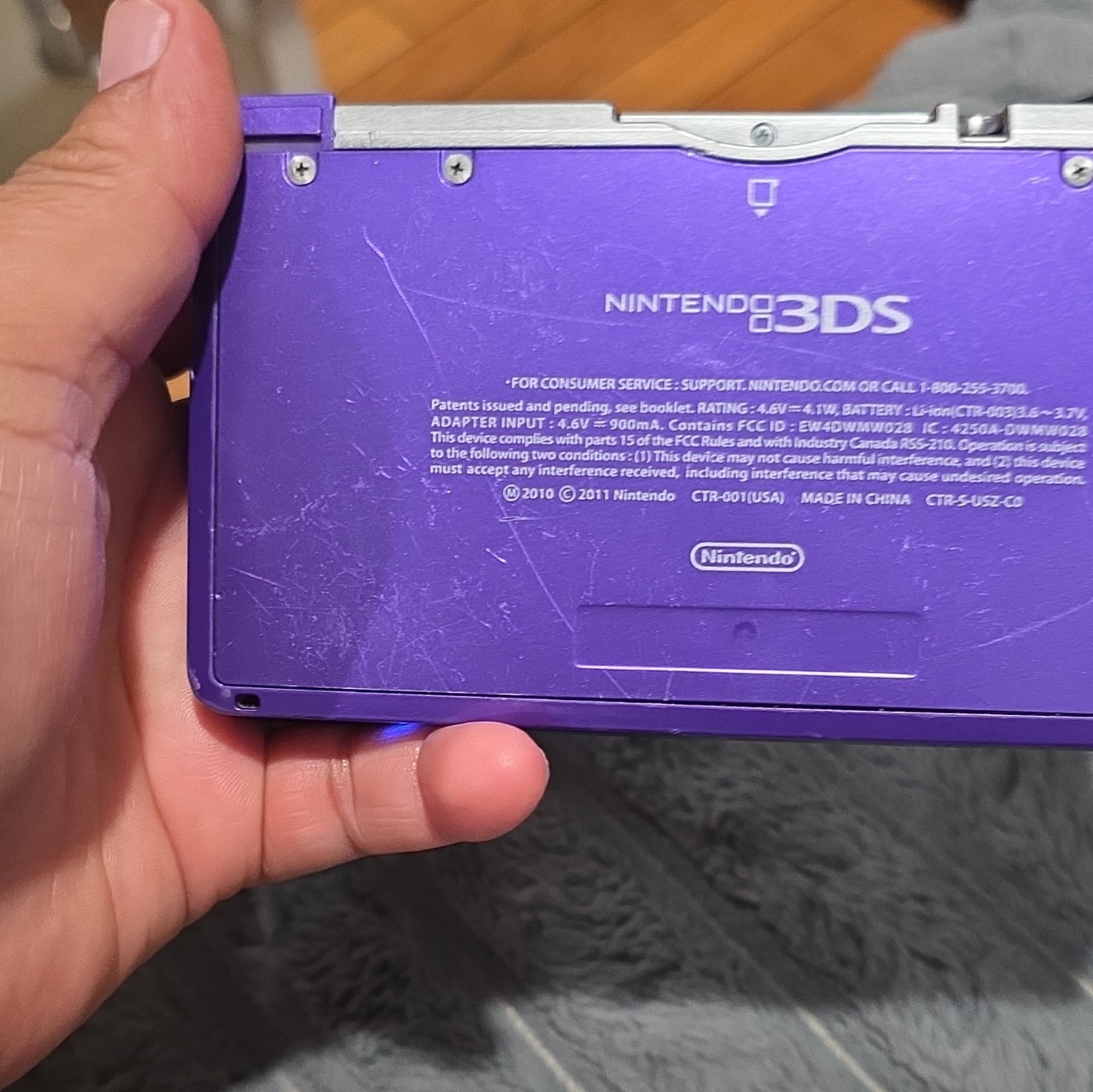 Nintendo 3DS Purple CTR-001(USA) 3D Wi-Fi Bundle Case Game Cards Charger