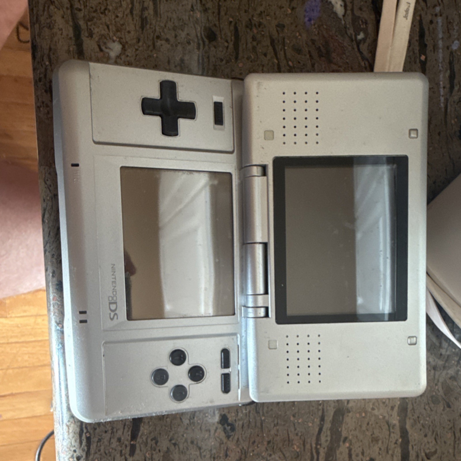 Nintendo DS NTR-001 Silver Dual Screen Handheld Console with Headphone Jack