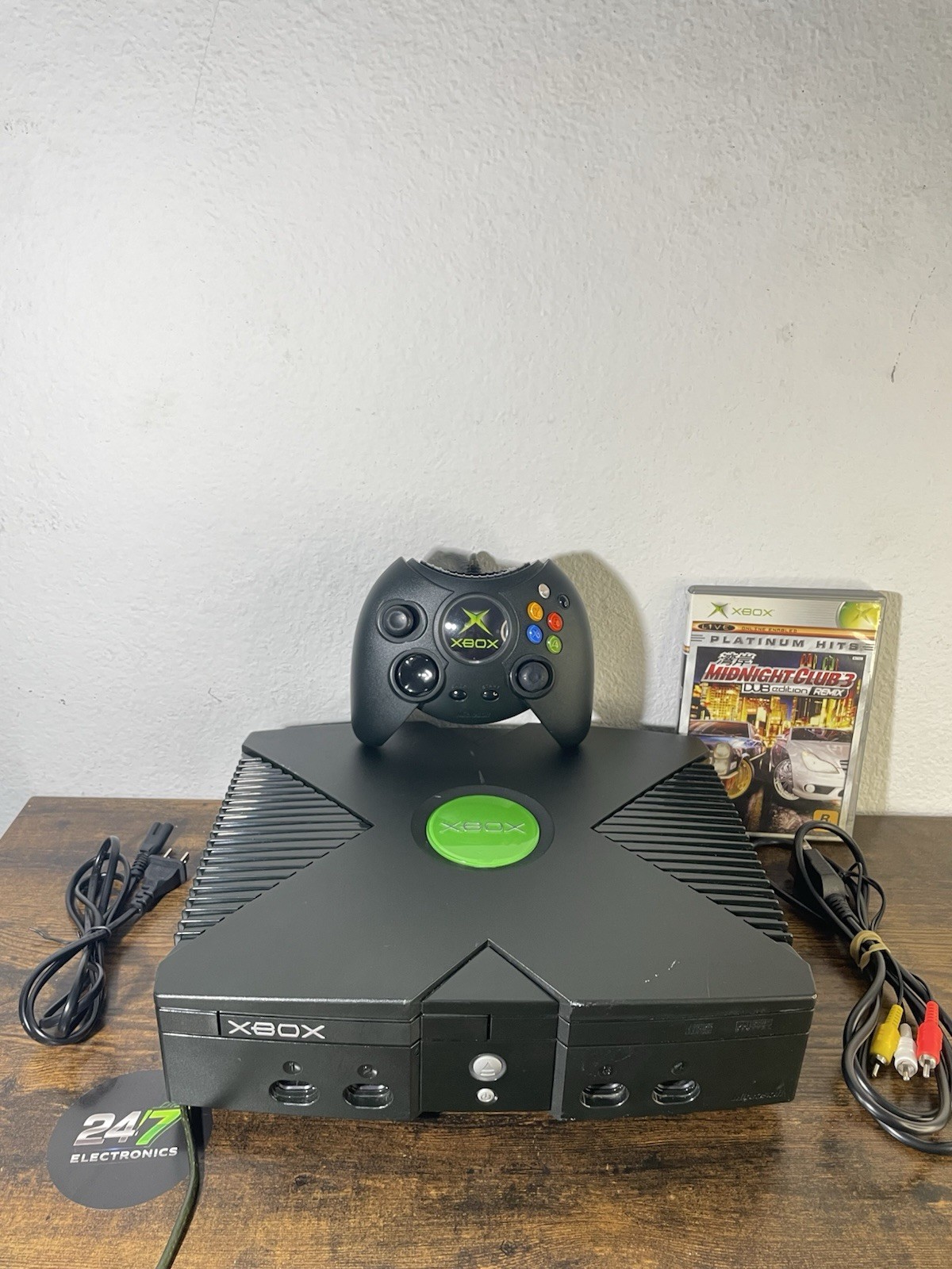 Original Xbox Microsoft Console Bundle Controller Cables Midnight Club TESTED