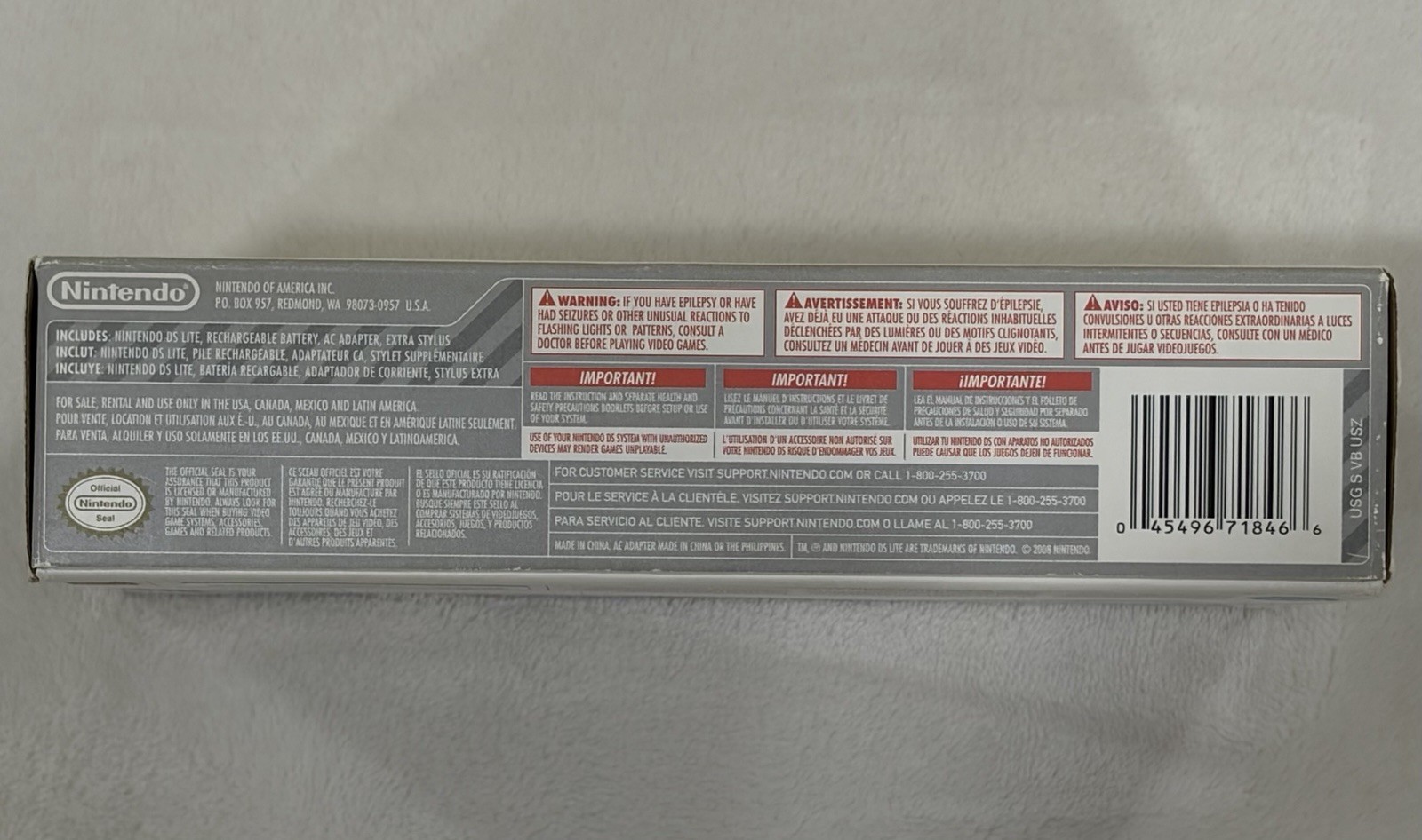 Nintendo DS Lite Metallic Silver Handheld System Brand New Factory Sealed