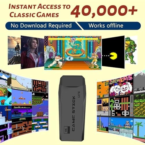 Retro Gaming Console 4K HDMI, 40,000+ Classic Games, Plug & Play, 2 Wireless Con