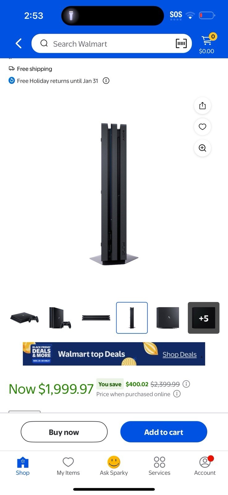 Sony PlayStation 4 Pro 1TB Black Console w/ Controller + Maneater, 4K HDR