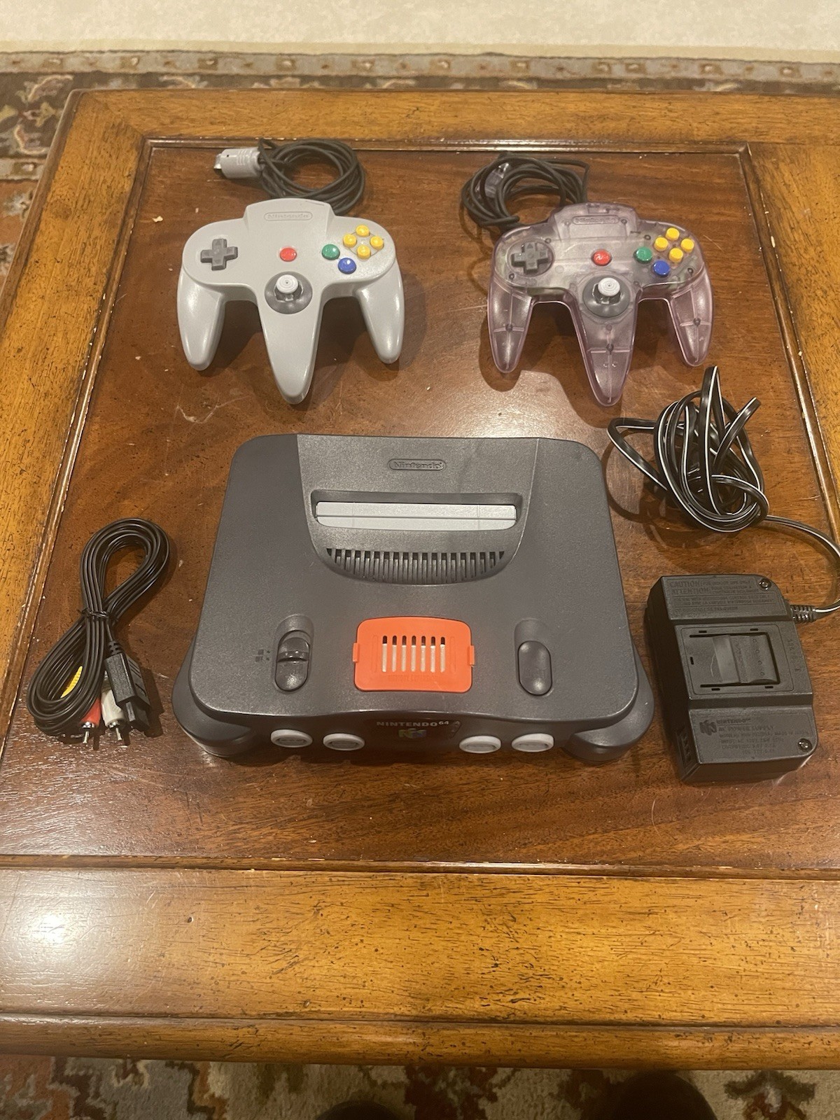 Nintendo 64 Console Bundle w/2 OEM Controllers Gray & Atomic Purple Clean Tested