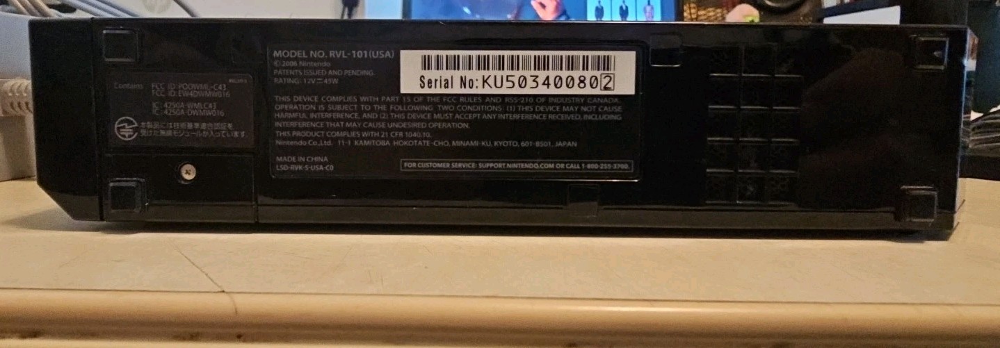 Bkack Nintendo Wii RVL-101 Console – WORK With Cords And Bar Sensor.