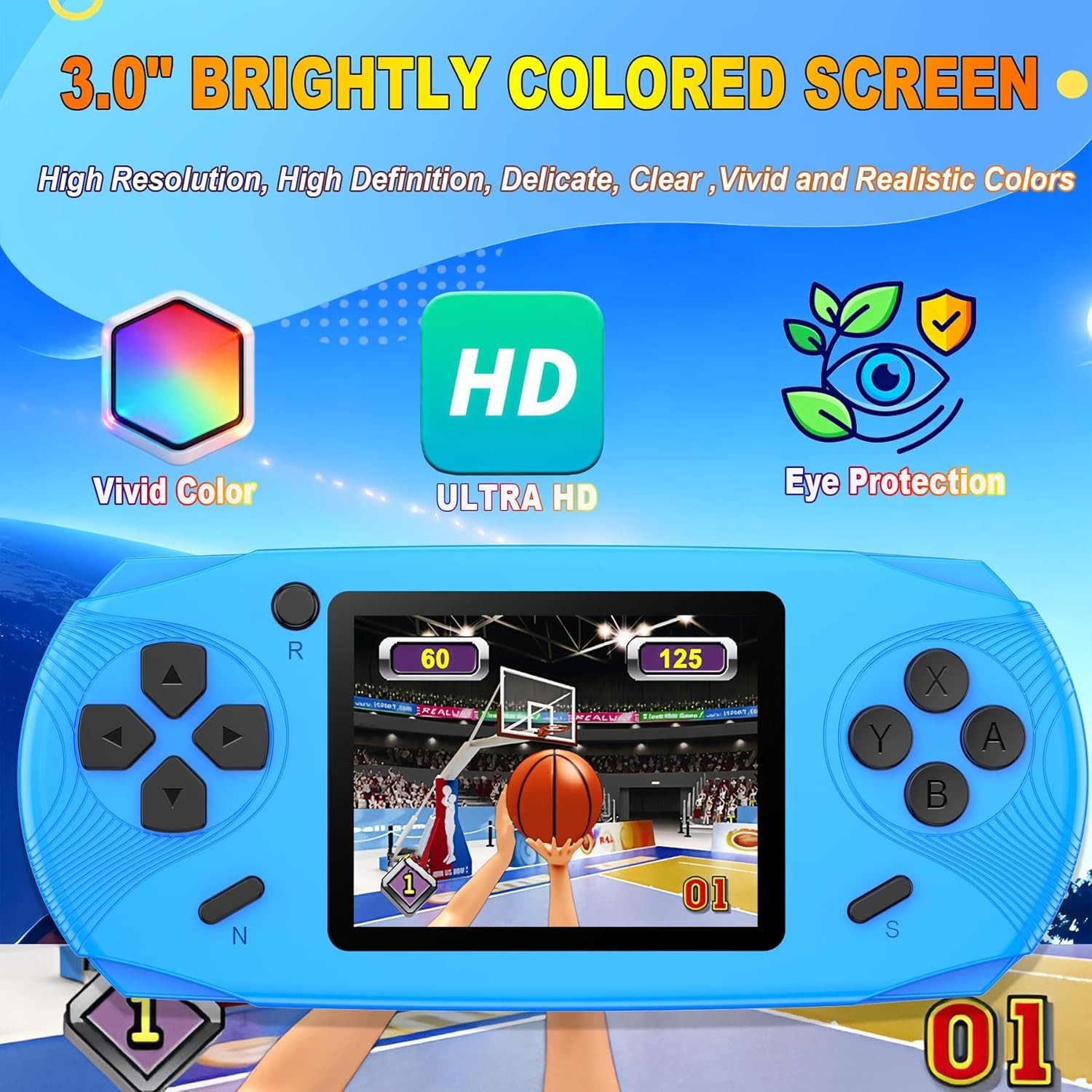 Mini Handheld Kids Game Console with 220 Retro Games and Large Screen