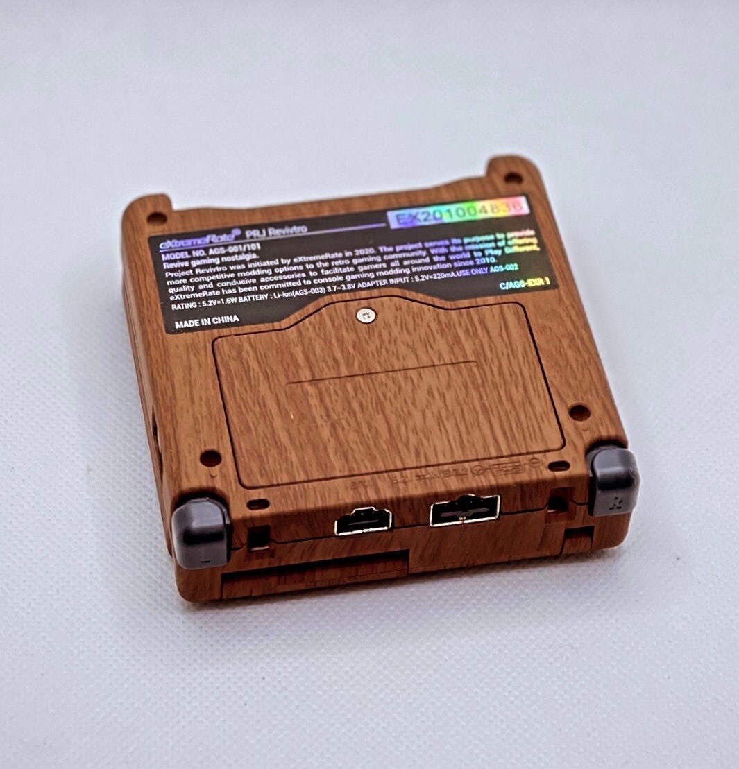 Wood Grain Pattern Gameboy Advance SP Retro Console with IPS Screen & USB C Mod