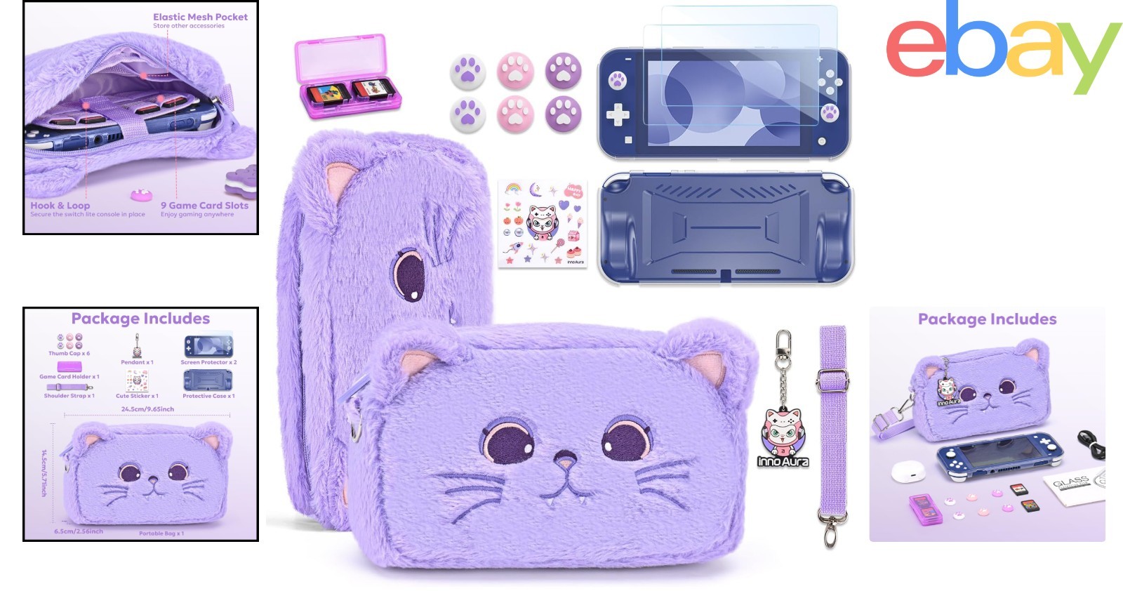 Switch Lite Protective Case Bundle with Game Card Holder and Screen Protectors