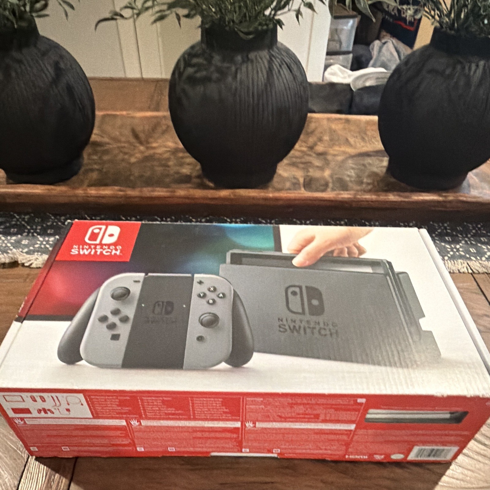 Nintendo Switch HAC-001 Gray 32GB Console w/ Dock HDMI AC Adapter Box NO JOYCONS