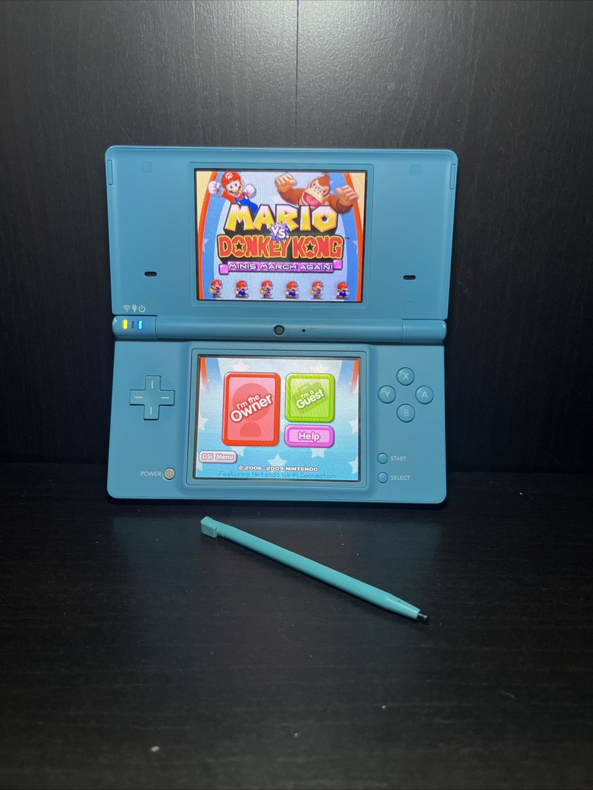 Nintendo DS Turquoise Blue Handheld System Stylus & 3 Games