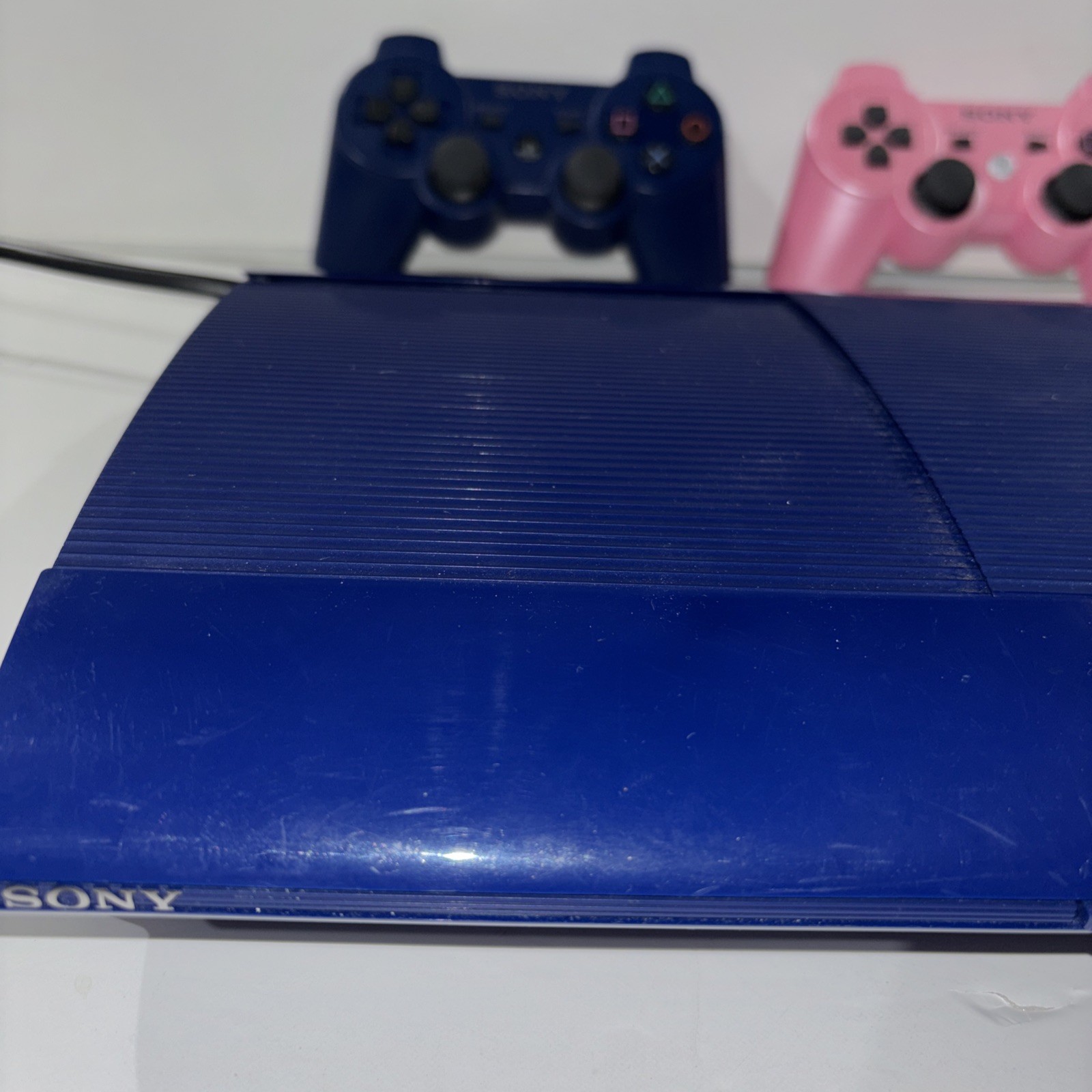 Sony PlayStation 3 Console PS3 Blue Console CECH-4201B Blue And Pearl Pink Cont.