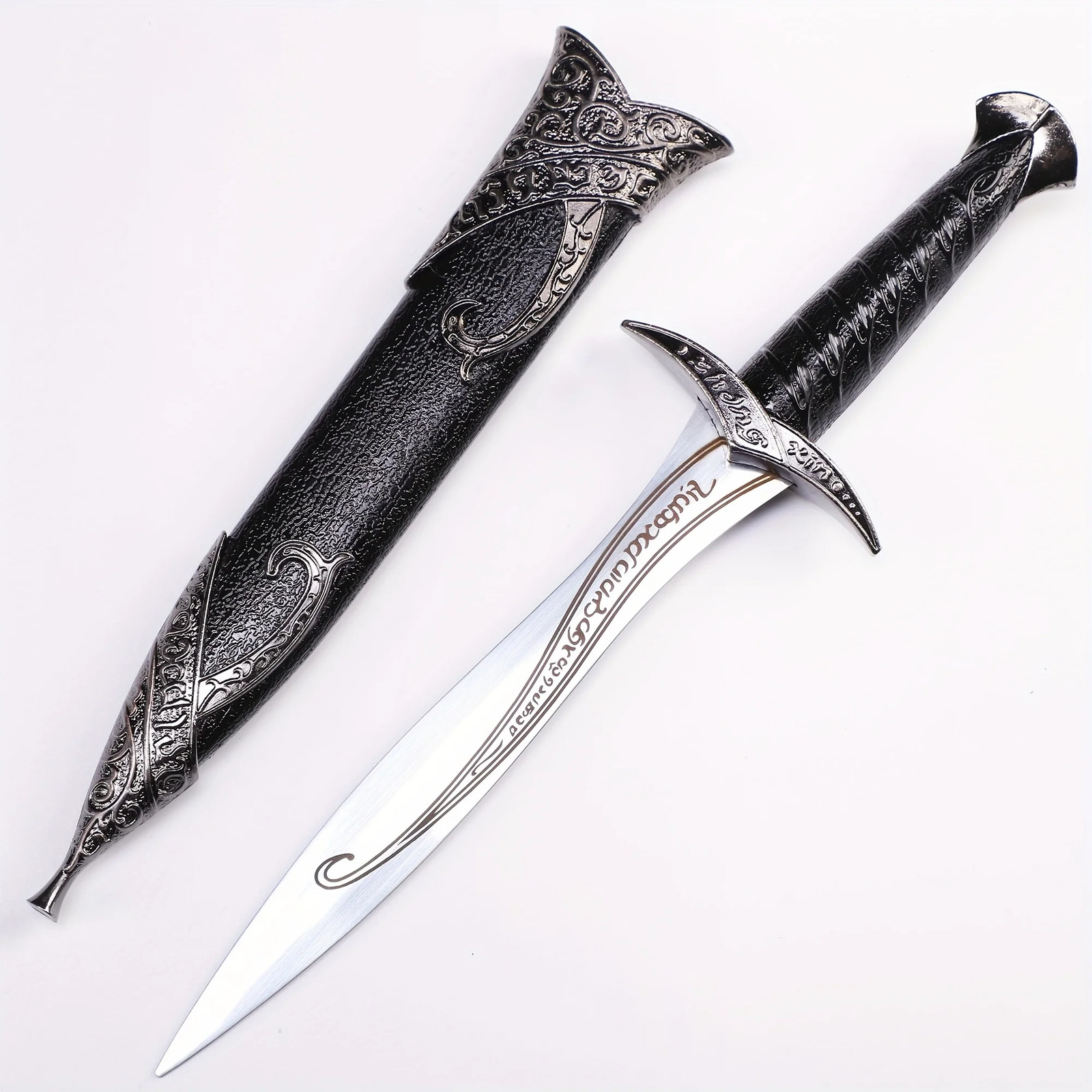 Daga Elvénica Medieval de 11″ – Espada de Fantasía Negra de Acero Inoxidable con