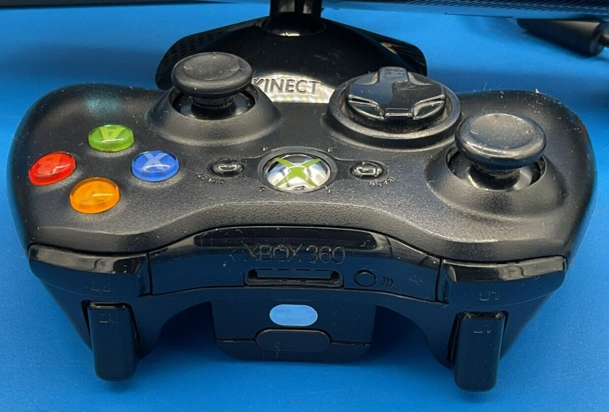 MICROSOFT XBOX 360 Black Console 120GB HDD Kinect Controller Cables TESTED NICE