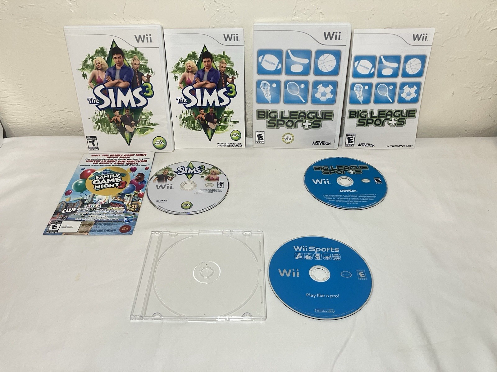 Nintendo Wii RVL-001 Console Bundle W/ Wii Sports, 3 Games & 4 Preloaded, +More!