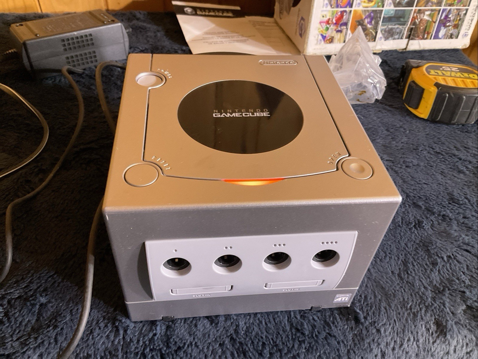 Game Cube Console-turns On UnTested Two Games And Box No Controllers Or Tv Av