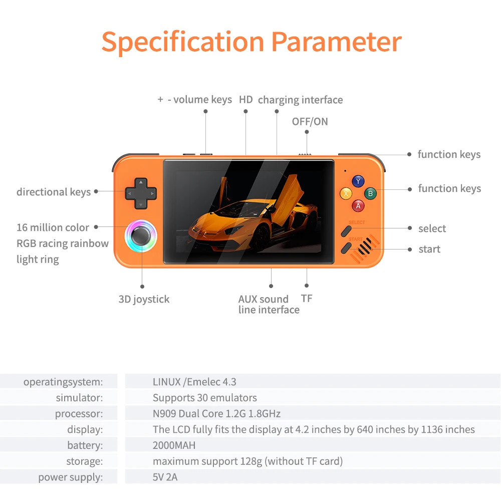 M41 handheld game console 4.2 inch Linux system 30 emulator with controller