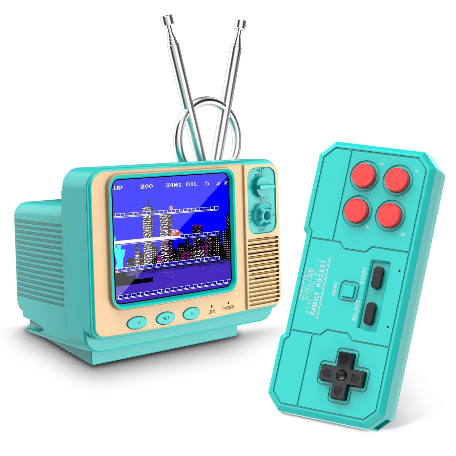 Retro Handheld Game Console – GV300S JALECO+168 Classic Games Mini BLUE, Blue