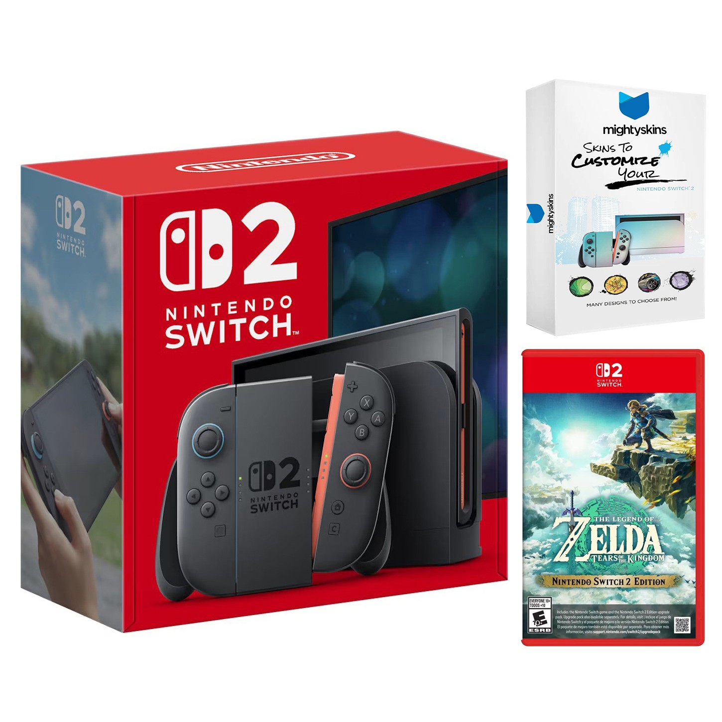 Nintendo Switch 2 with Zelda Tears of the Kingdom and MightySkins Code Bundle