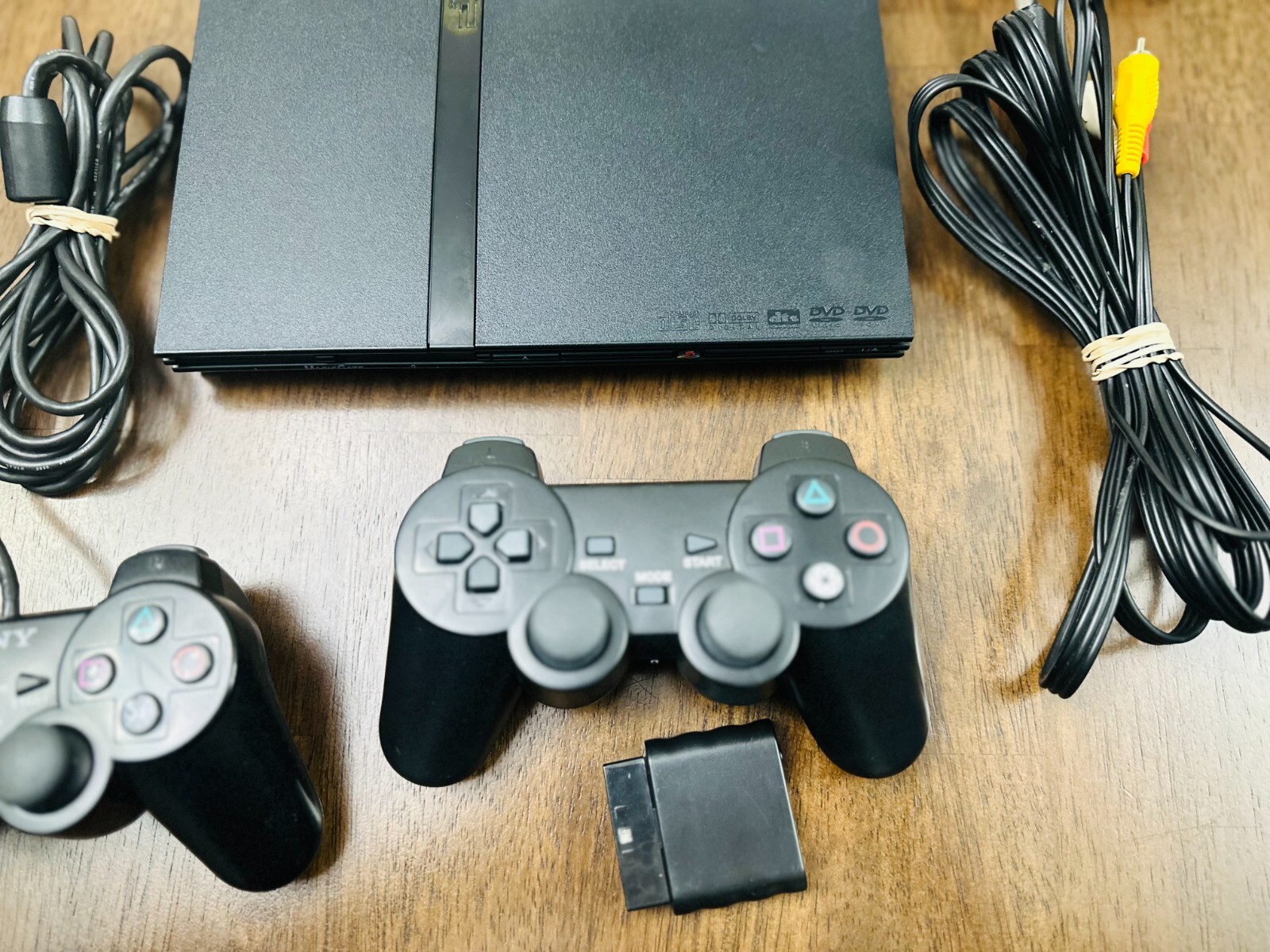 Sony Playstation 2 PS2 Slim Console, 2 controllers, games ac and av adap TESTED!