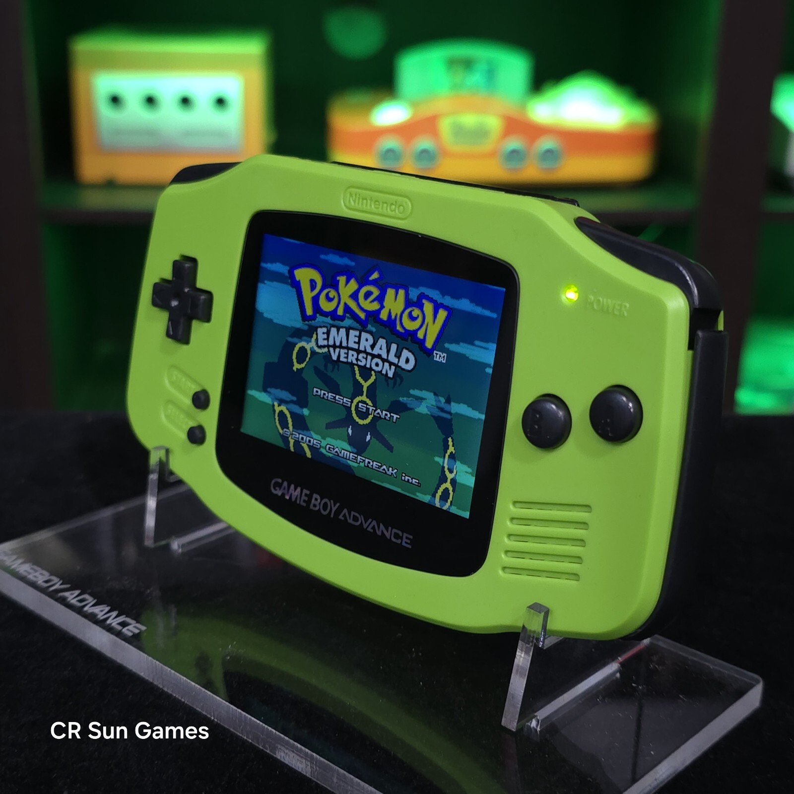 Green Game Boy Advance GBA iPS V5 LCD USB-C 1800 mAh Rechargeable Battery