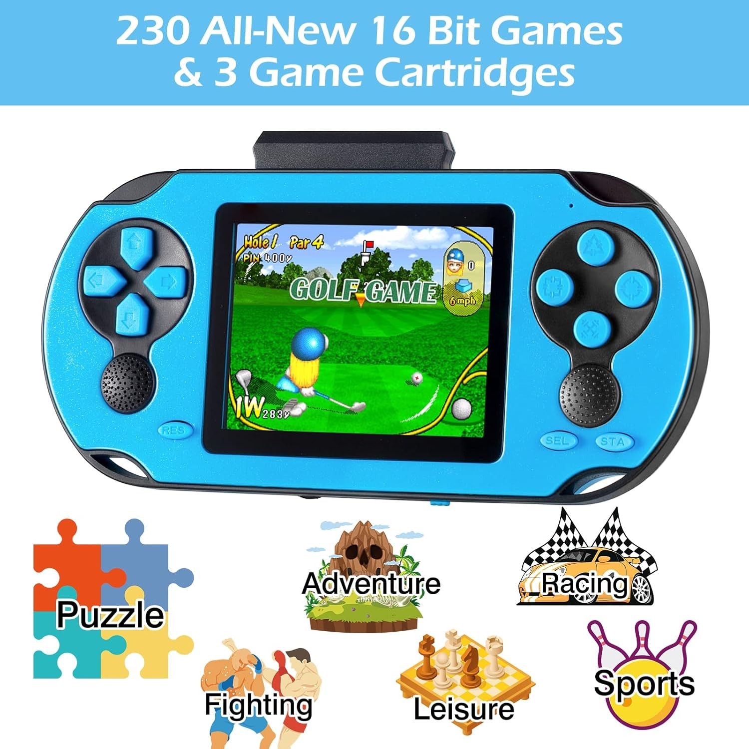 3.0” Large Screen Handheld Game for Kids & Adults – 230 Retro Titles Included