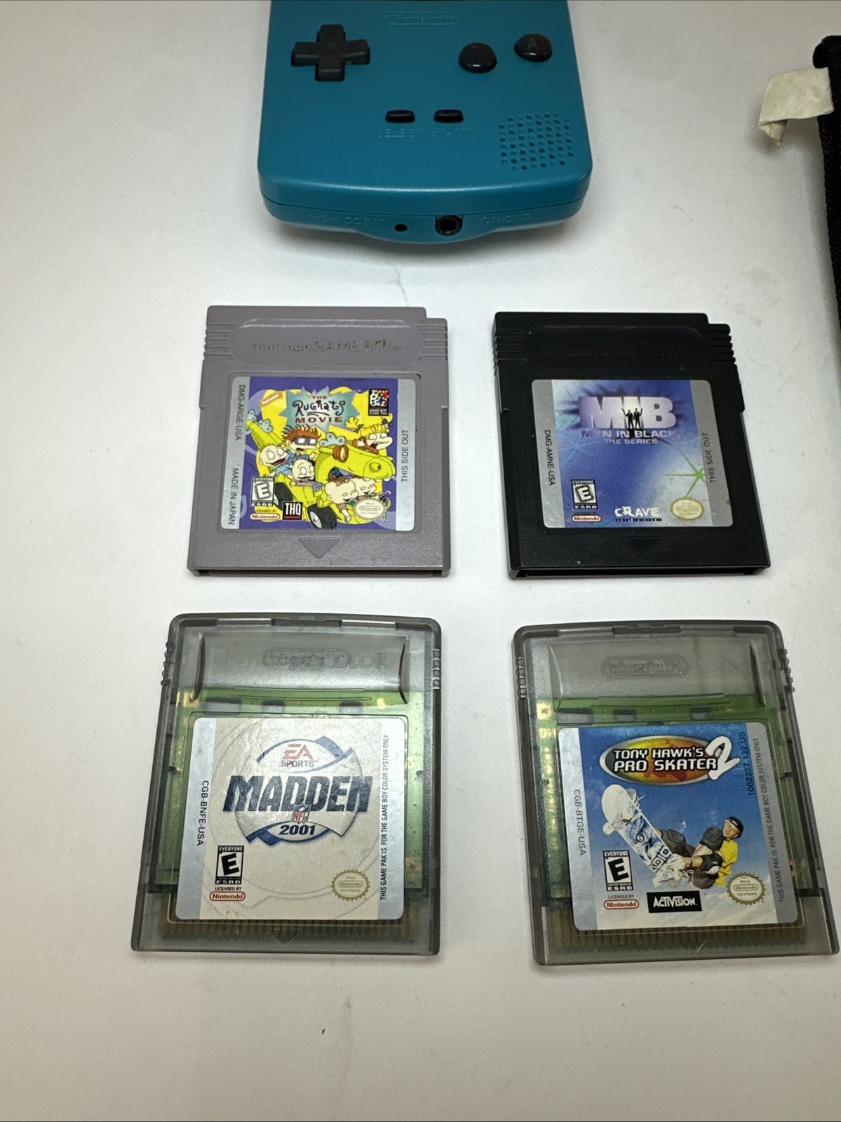 Nintendo Game Boy Color Teal Bundle 4 Games Carry Case GBC Tested Working