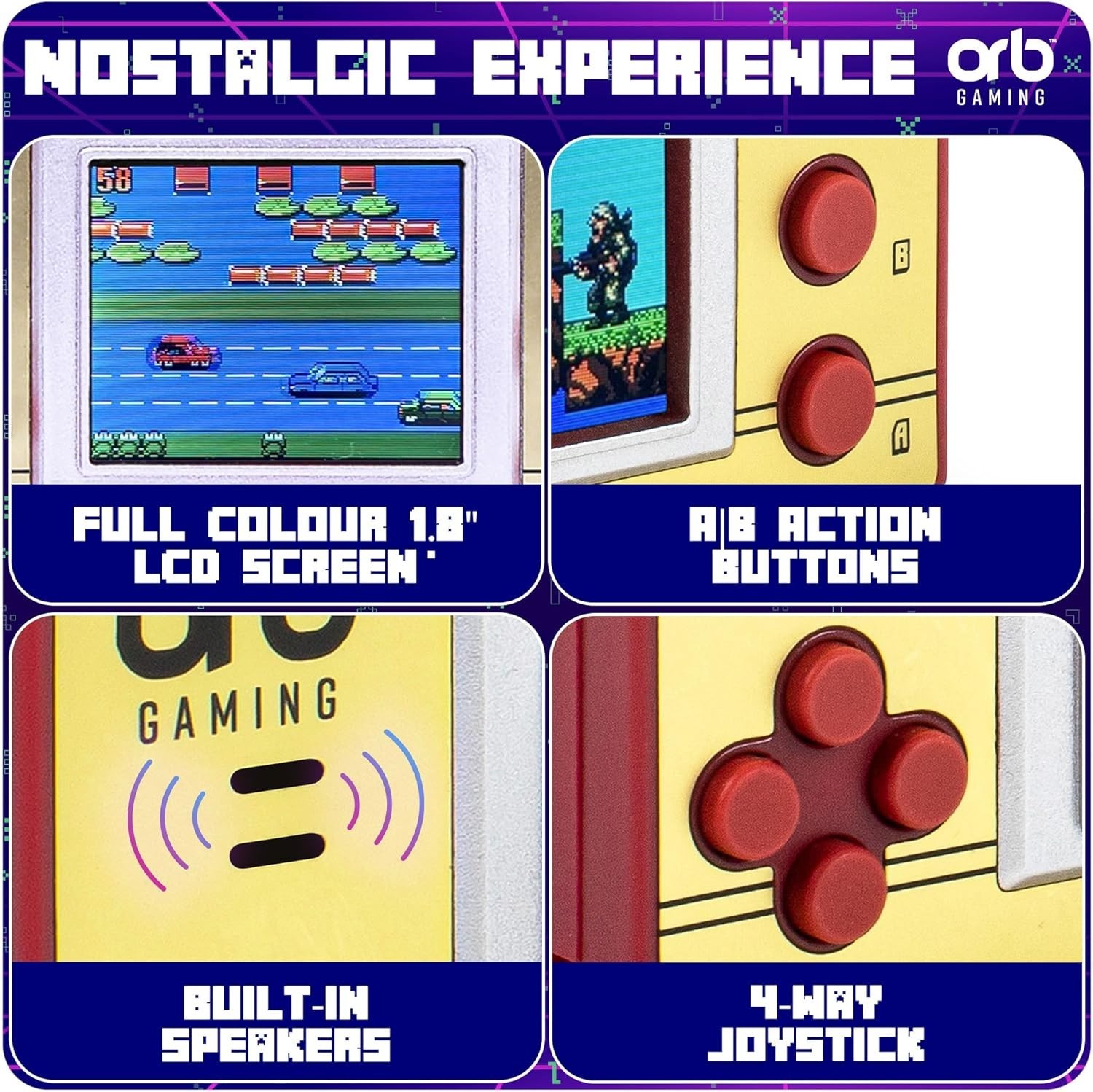 Portable 8-Bit Gaming Console – 150 Built-In Retro Games, Immersive Sound