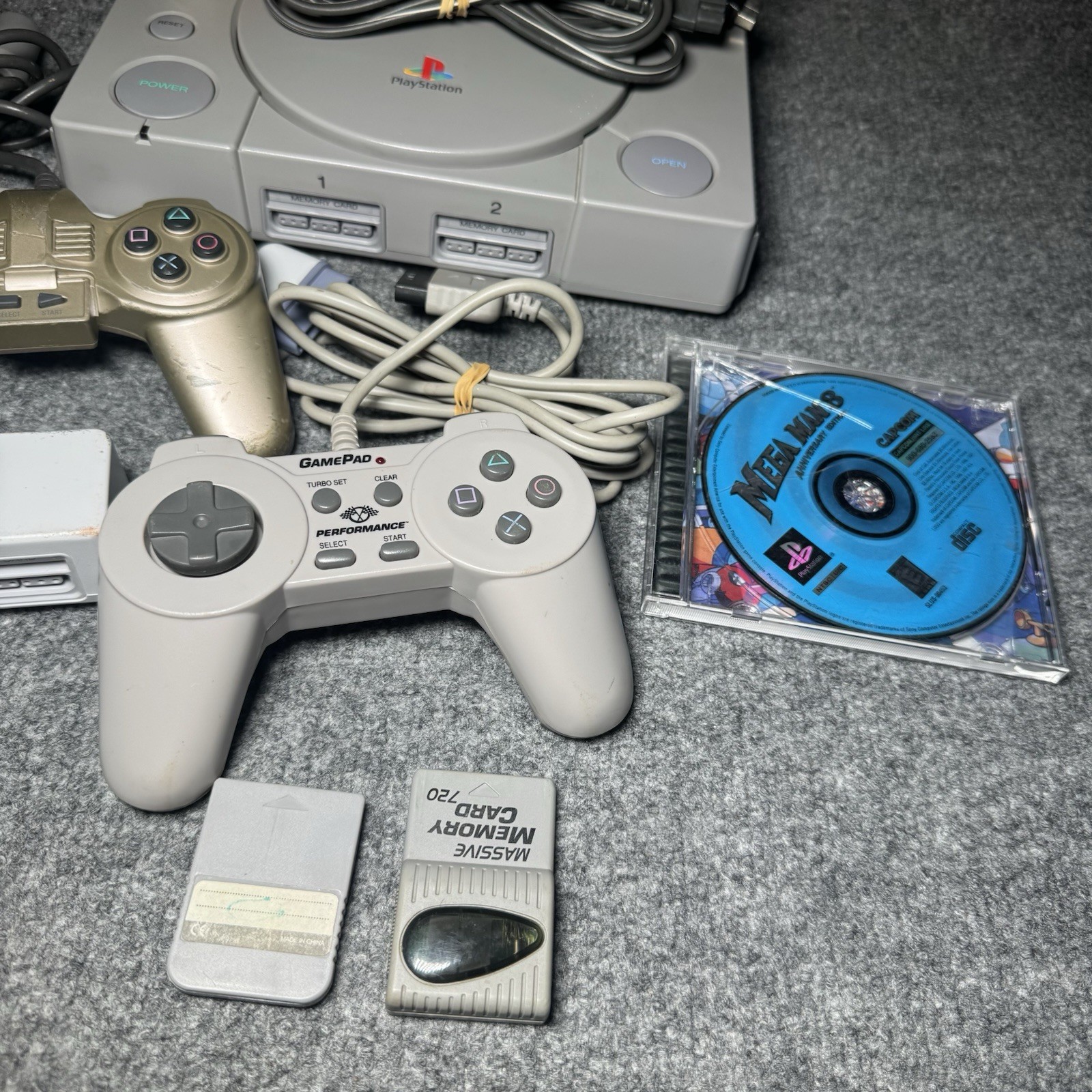Sony PlayStation PS1 Console Bundle Controls, Game, Multitap, Memory Card TESTED