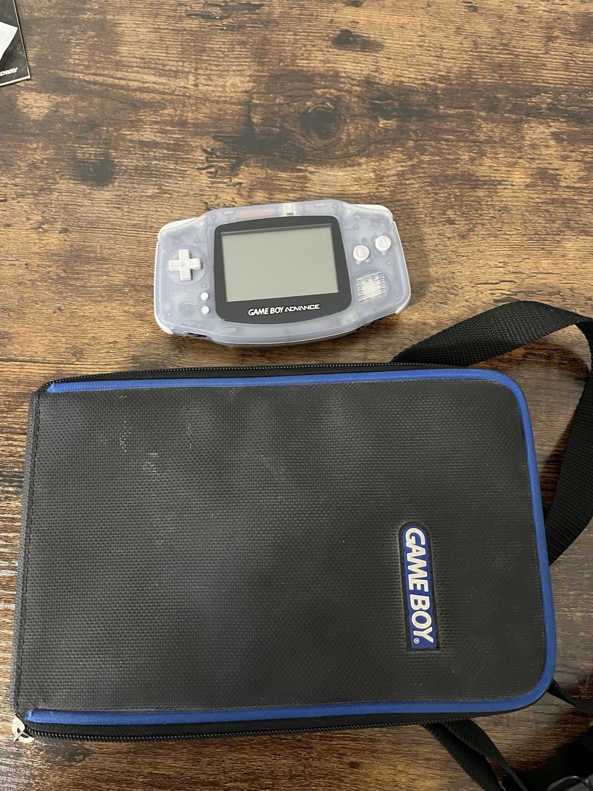 Nintendo Game Boy Advance AGB-001 Glacier Console w/ licensed carry case -tested